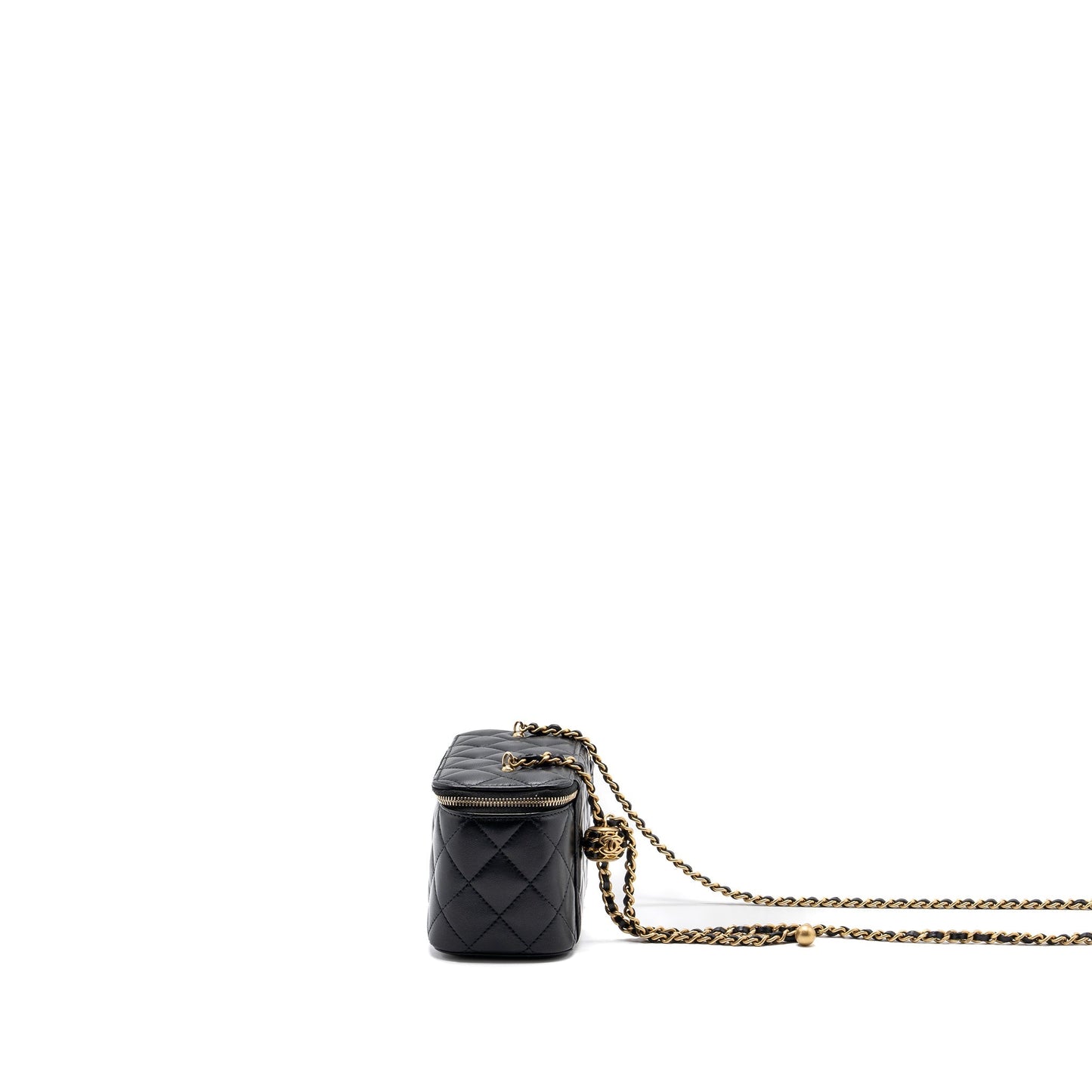 Chanel Pearl Crush Long Vanity Case Lambskin Black