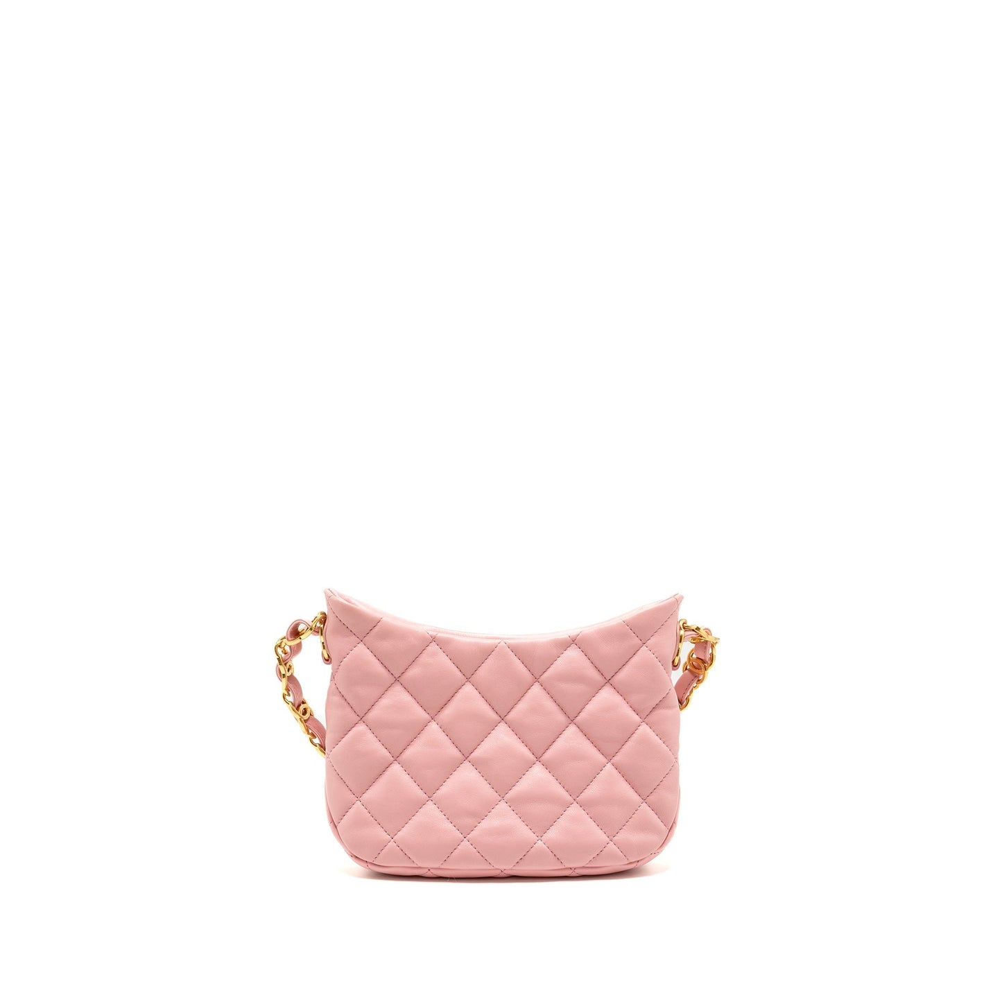 Chanel 22k Hobo Shoulder Bag with Logo Chain Lambskin Pink  (microchip)
