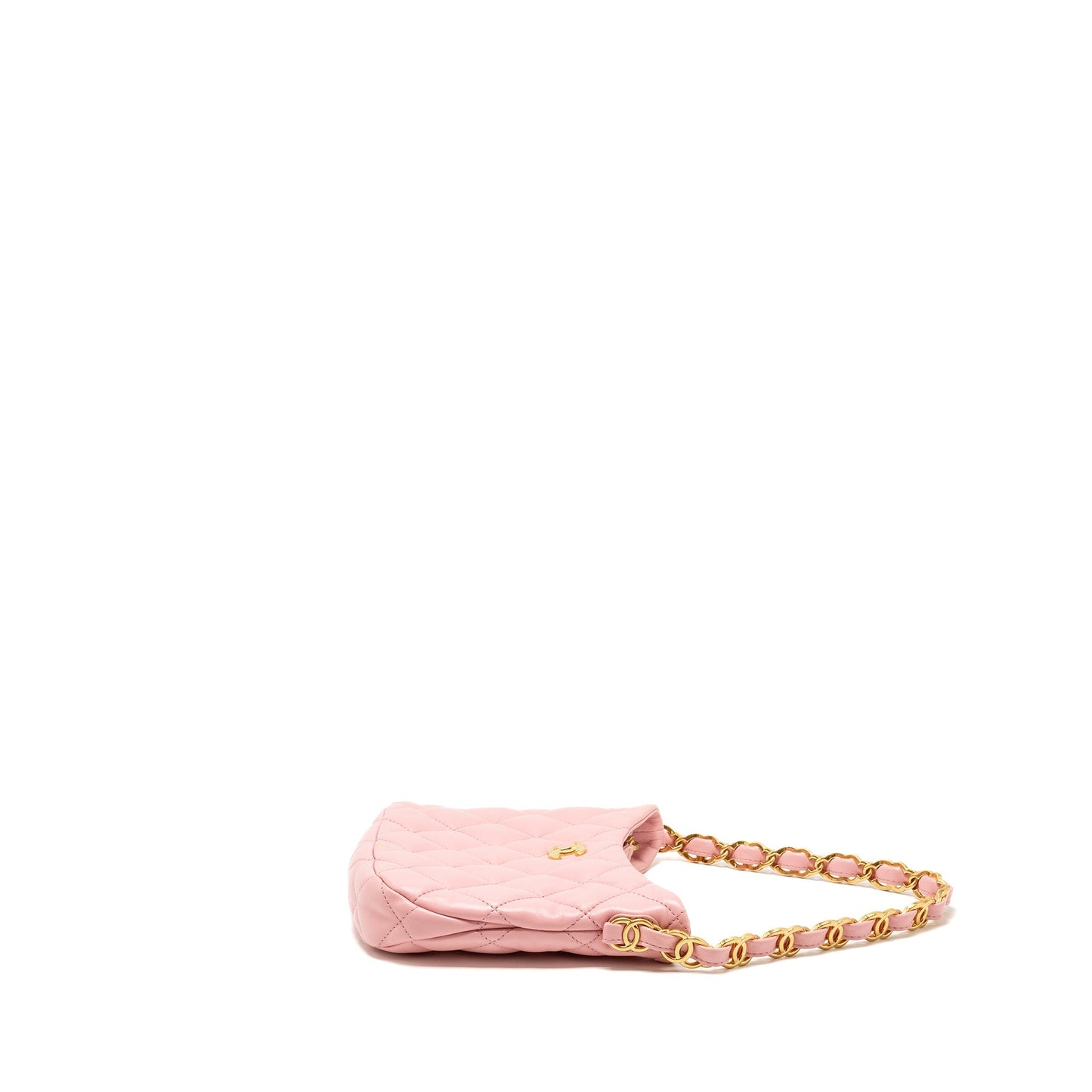 Chanel 22k Hobo Shoulder Bag with Logo Chain Lambskin Pink  (microchip)