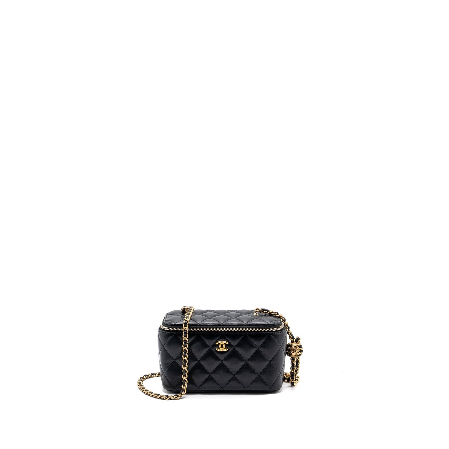 Chanel Pearl Crush Long Vanity Case Lambskin Black
