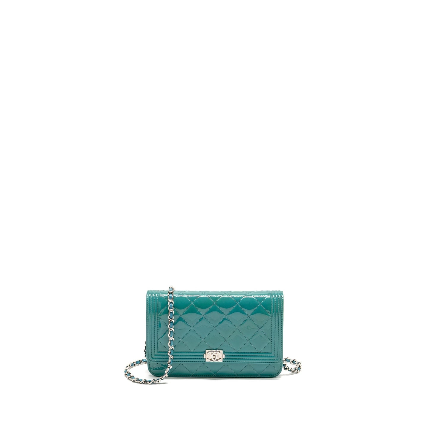Chanel Boy Wallet on Chain Patent Green