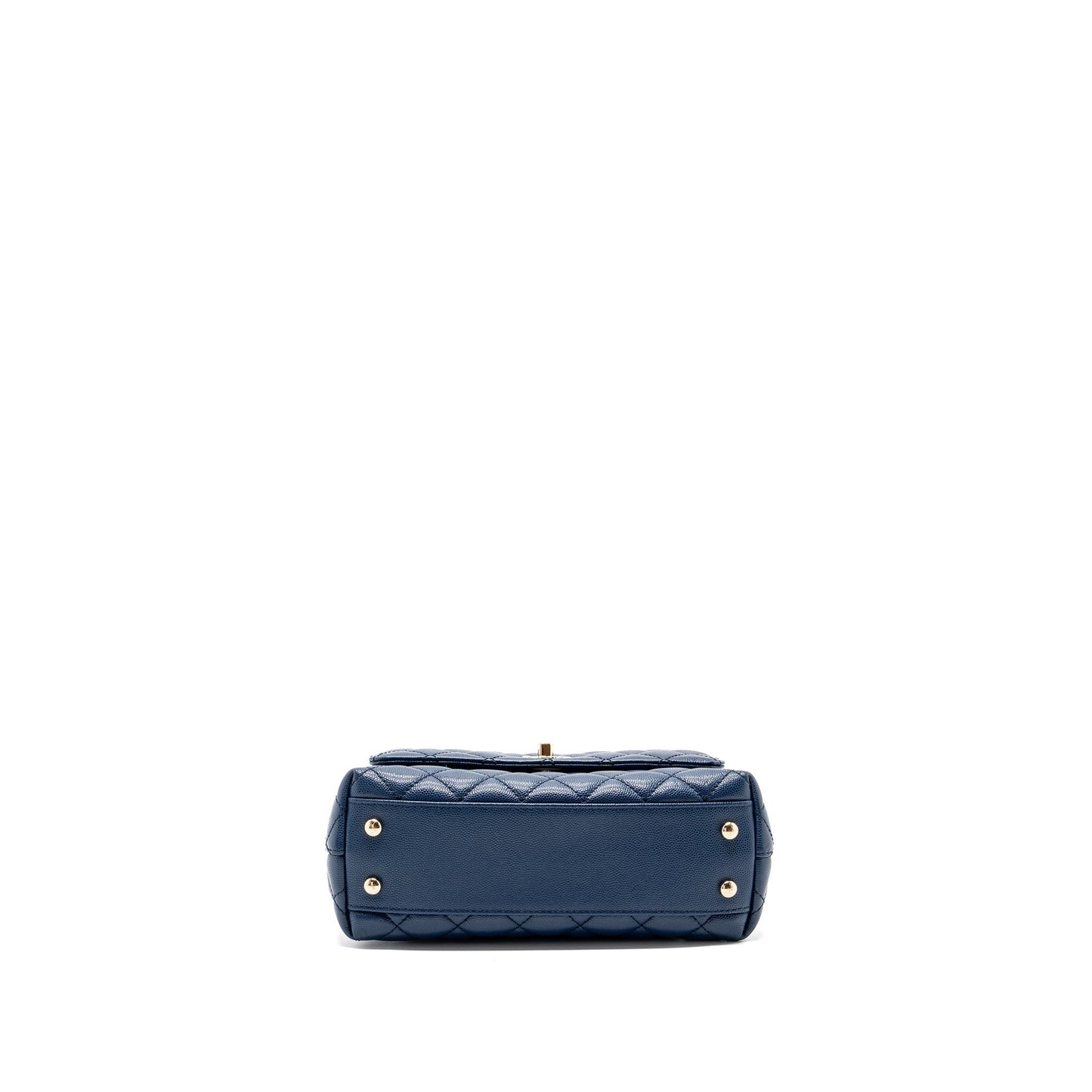 Chanel Small Coco Handle With Lizard Embossed Handle Caviar Navy L(microchip)