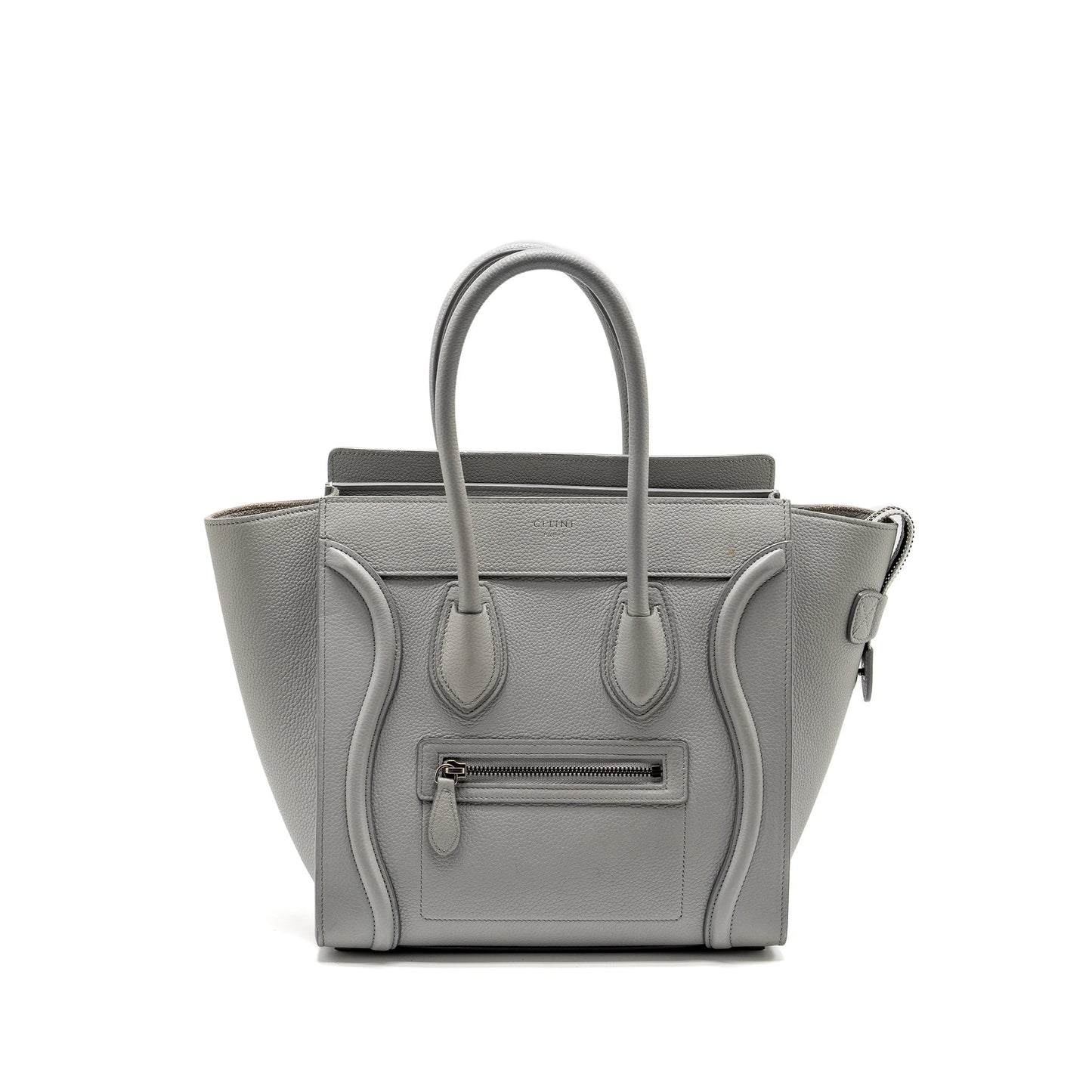 Celine Micro Luggage Purse Calfskin Light Grey
