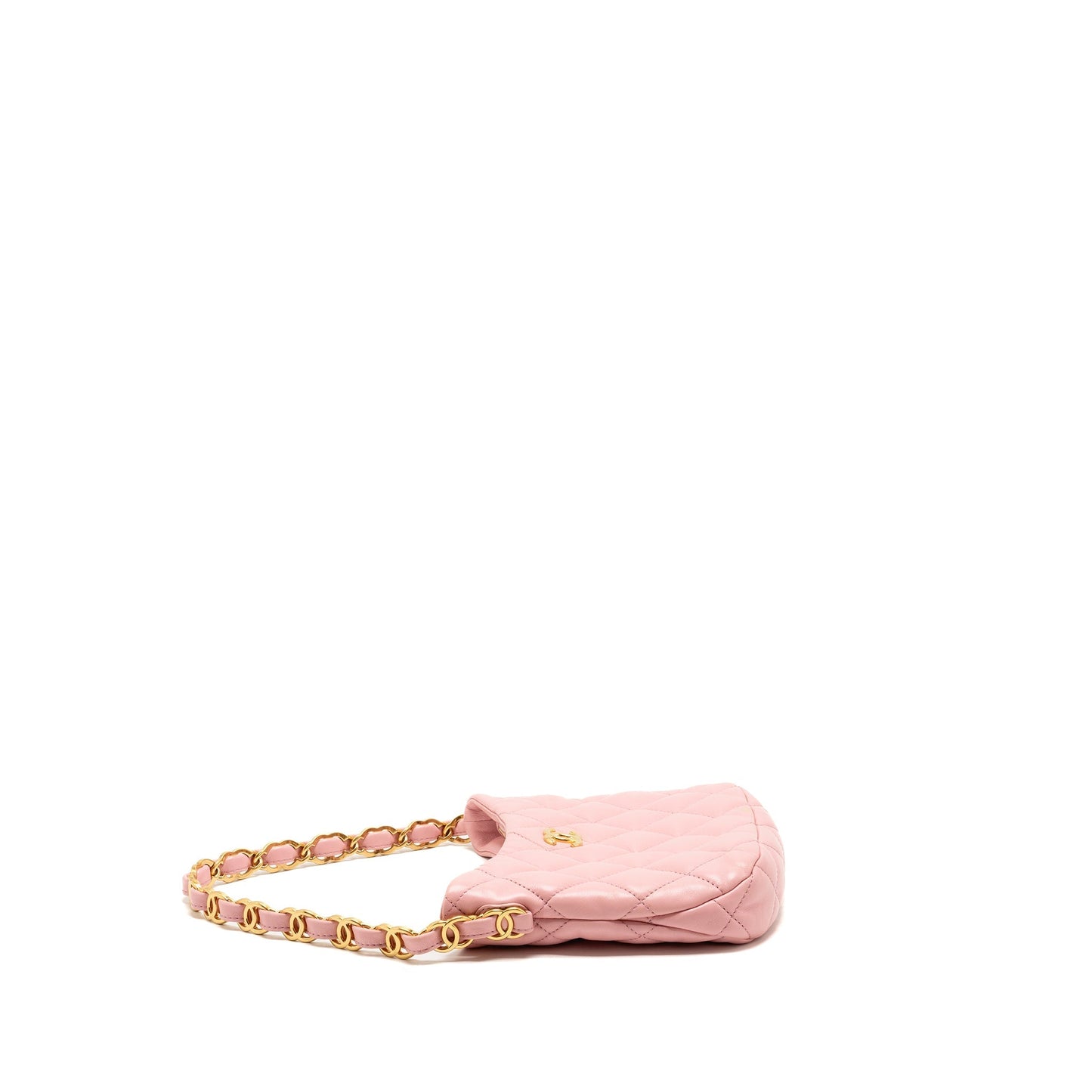 Chanel 22k Hobo Shoulder Bag with Logo Chain Lambskin Pink  (microchip)