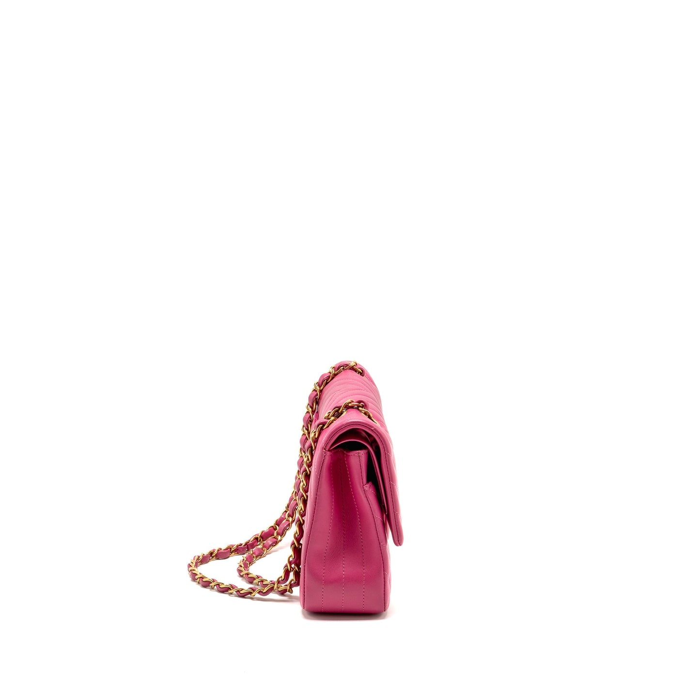 Chanel Medium chevron Classic Double flap bag lambskin pink