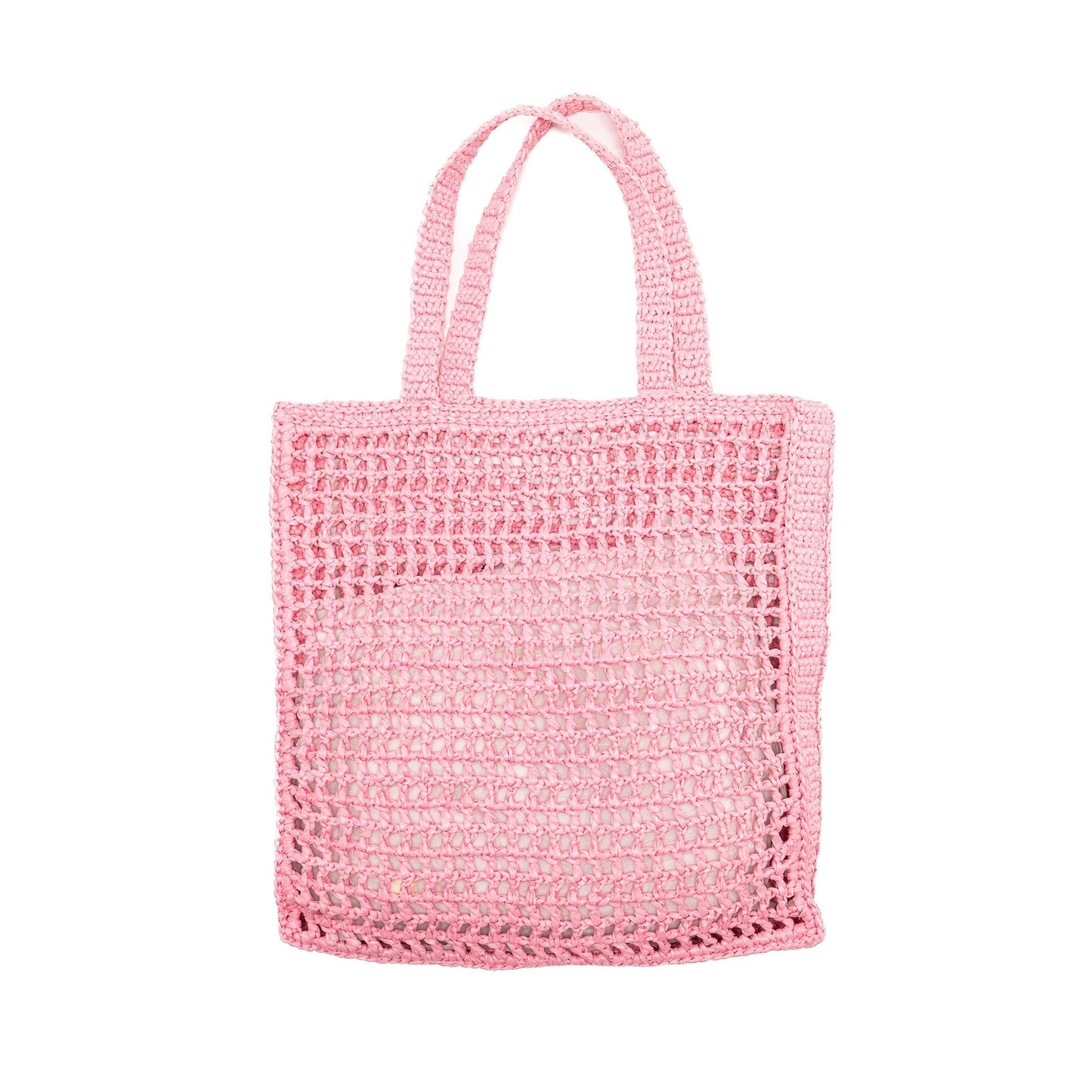 Prada Crochet Tote Purse Raffia Pink