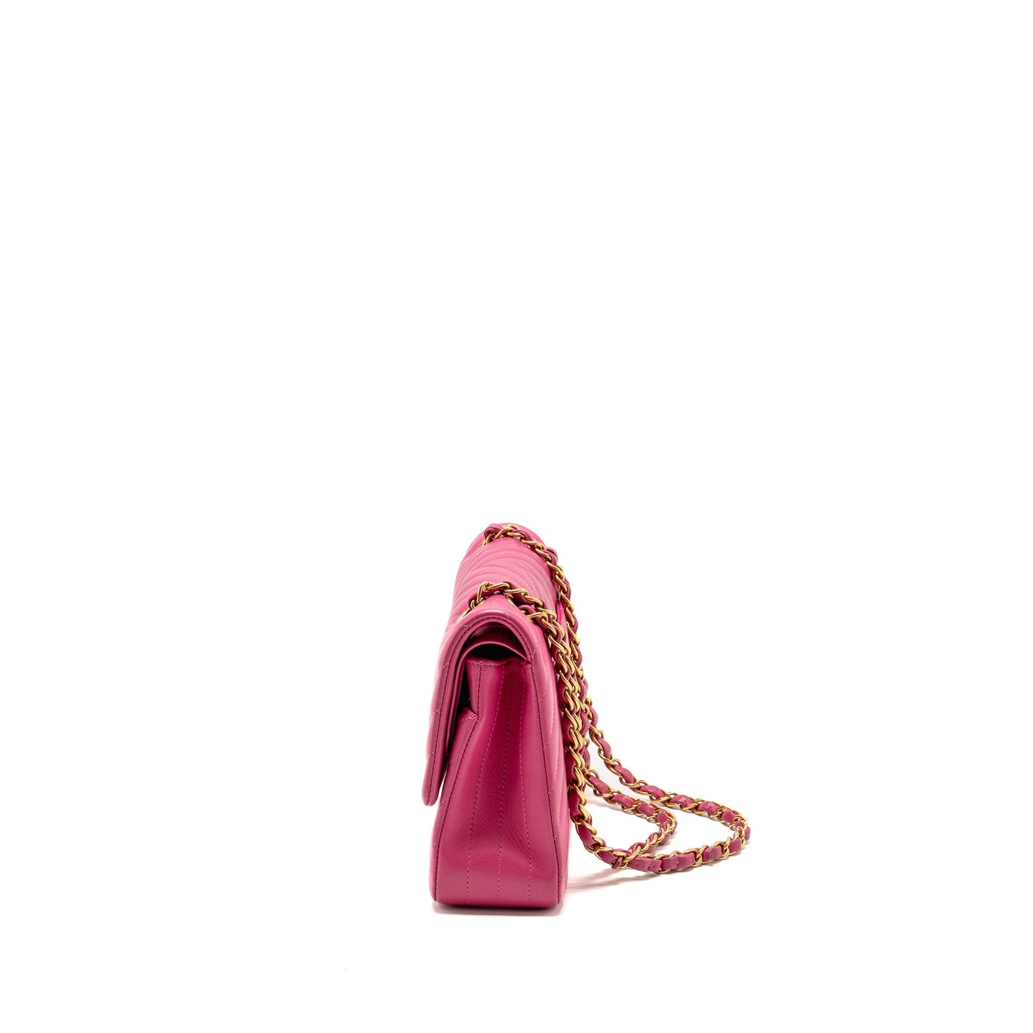 Chanel Medium chevron Classic Double flap bag lambskin pink