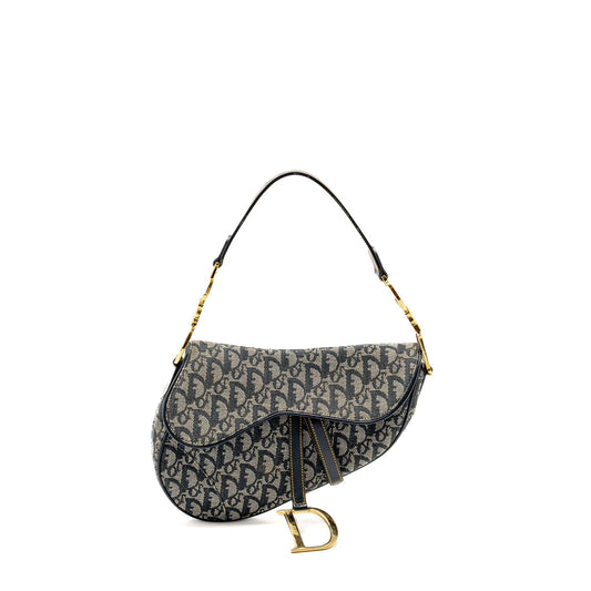 Dior Vintage Saddle Purse Canvas / Leather Blue/Multicolour