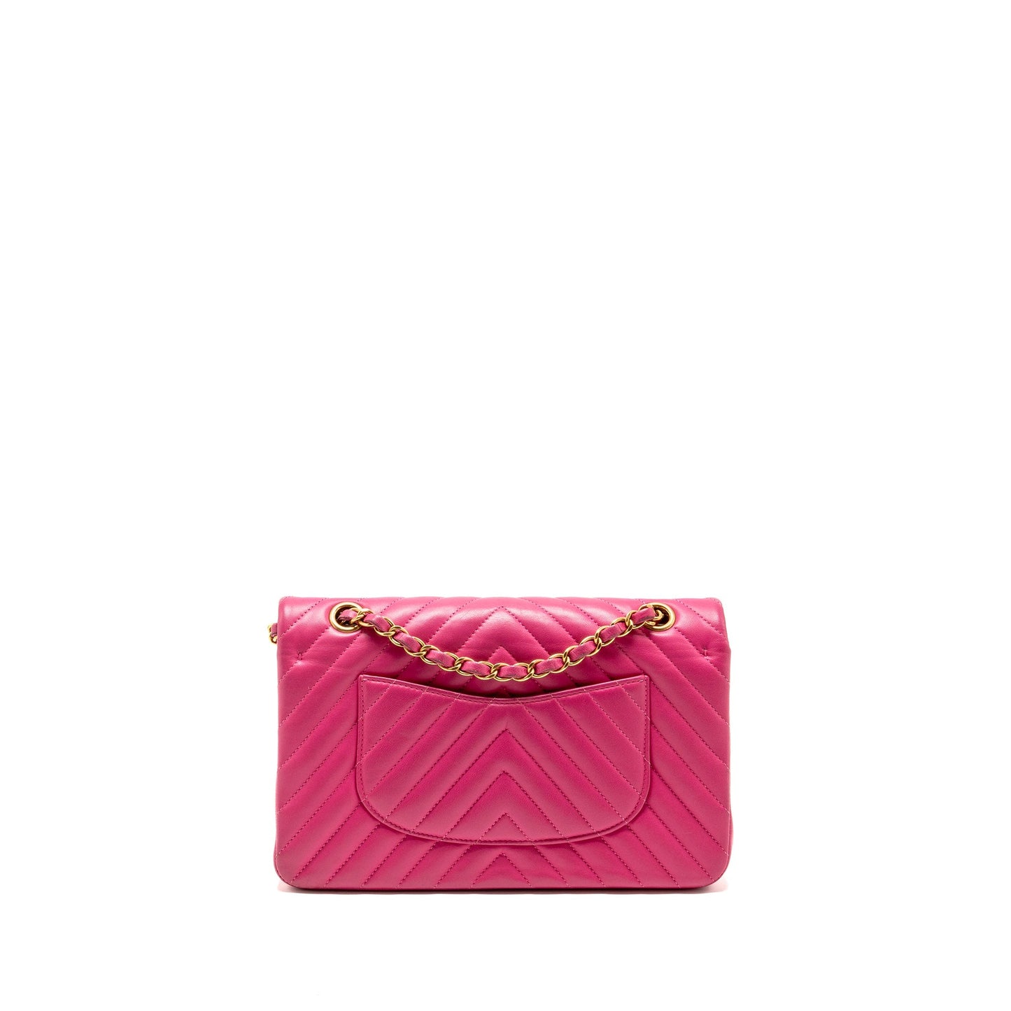 Chanel Medium chevron Classic Double flap bag lambskin pink