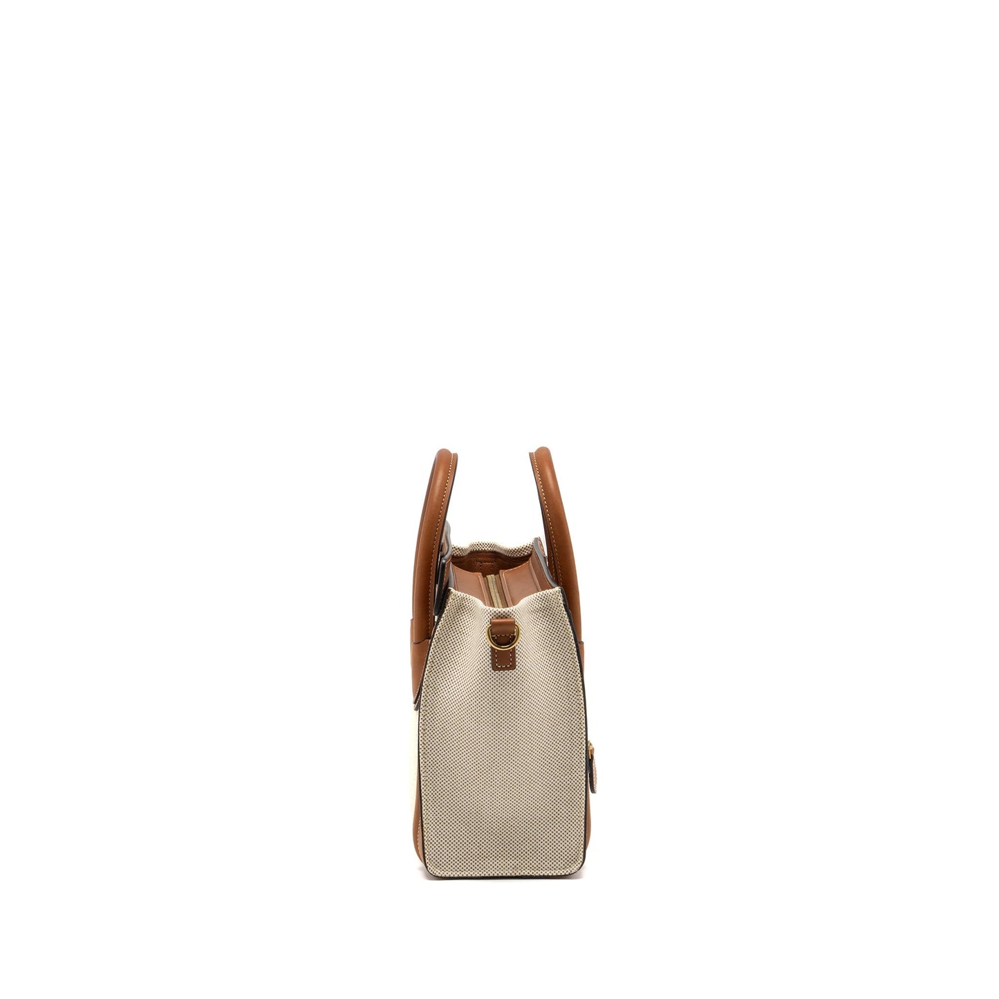 Celine Nano Luggage Purse Canvas/Leather Tan/White