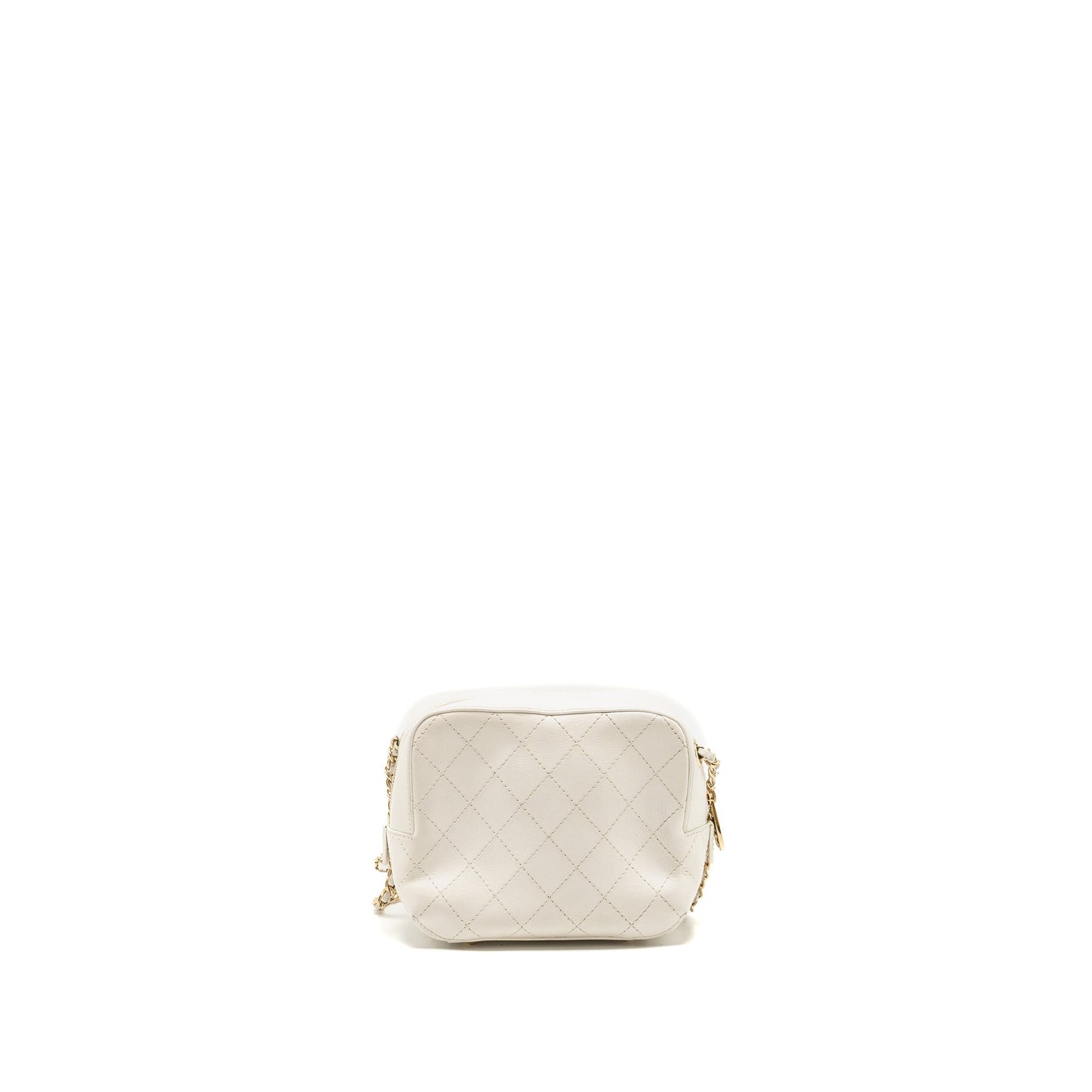 Chanel Mini Camera Bag with Chain Calfskin White L