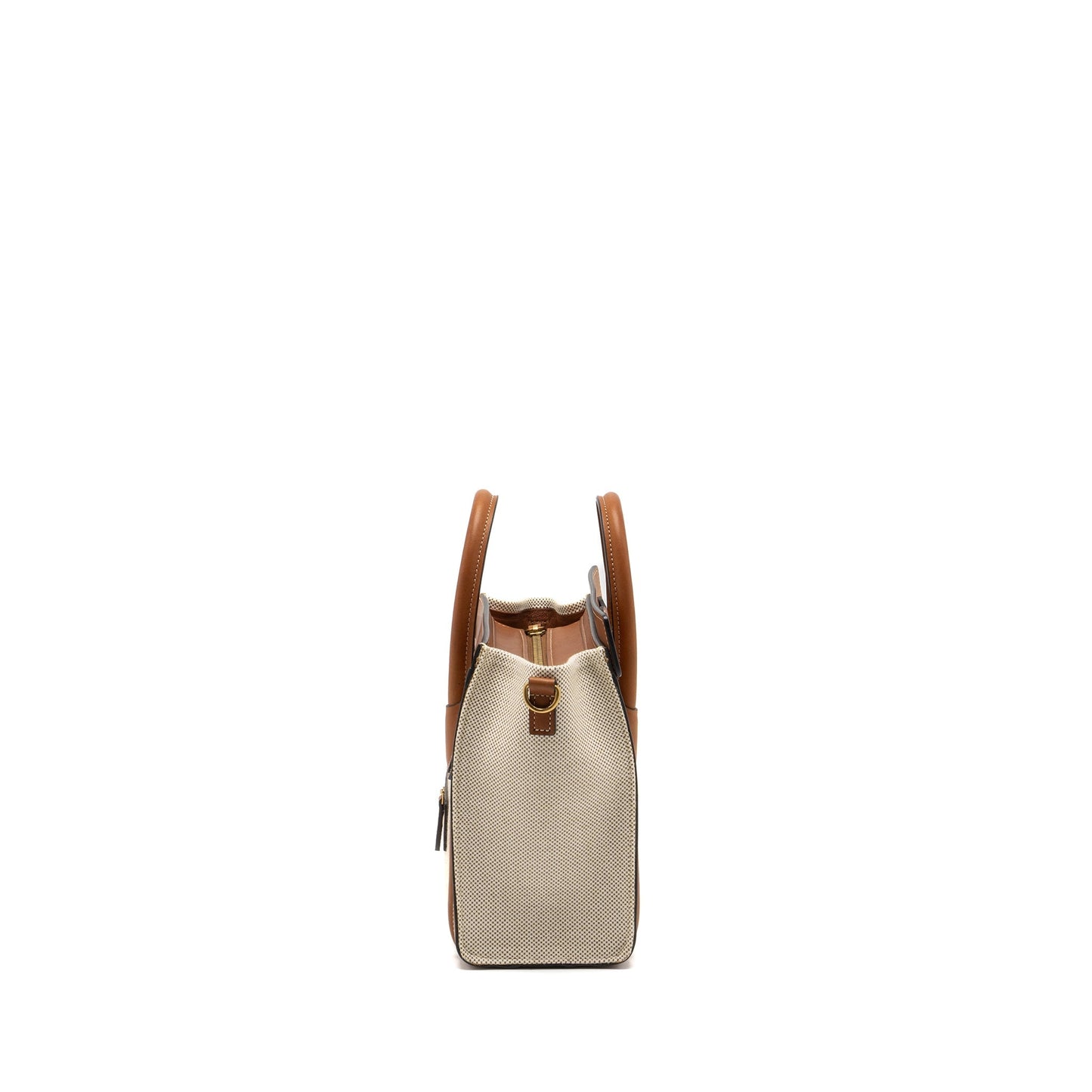 Celine Nano Luggage Purse Canvas/Leather Tan/White