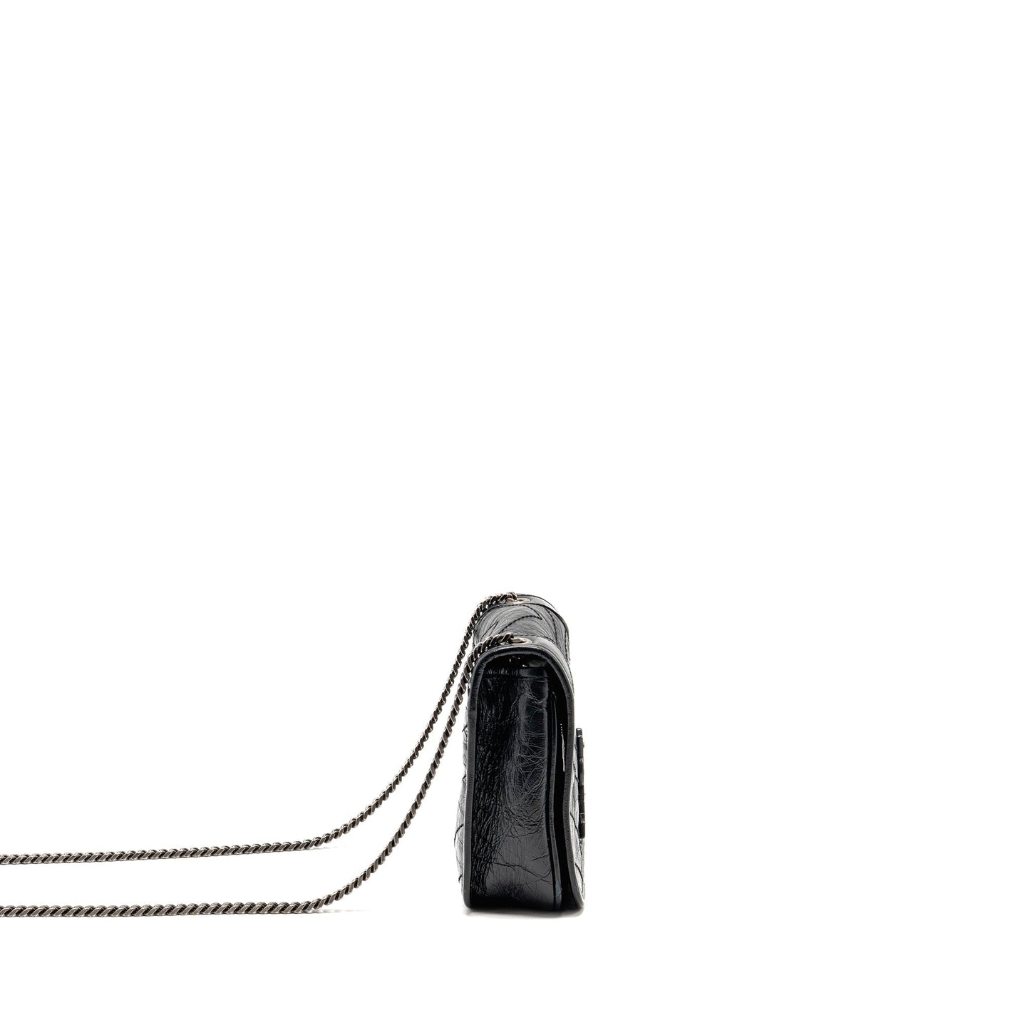 Saint Laurent / Niki Chain Wallet Crinkled Calfskin Black