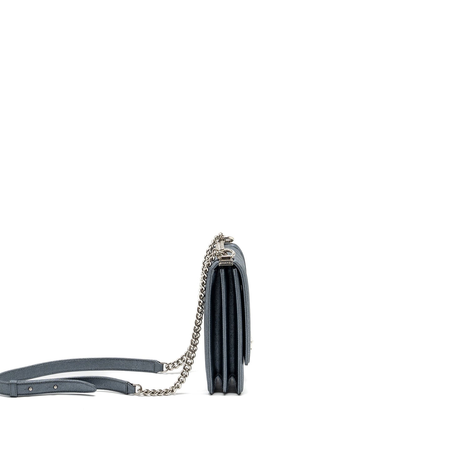 Chanel North South Boy Bag caviar metallic grey