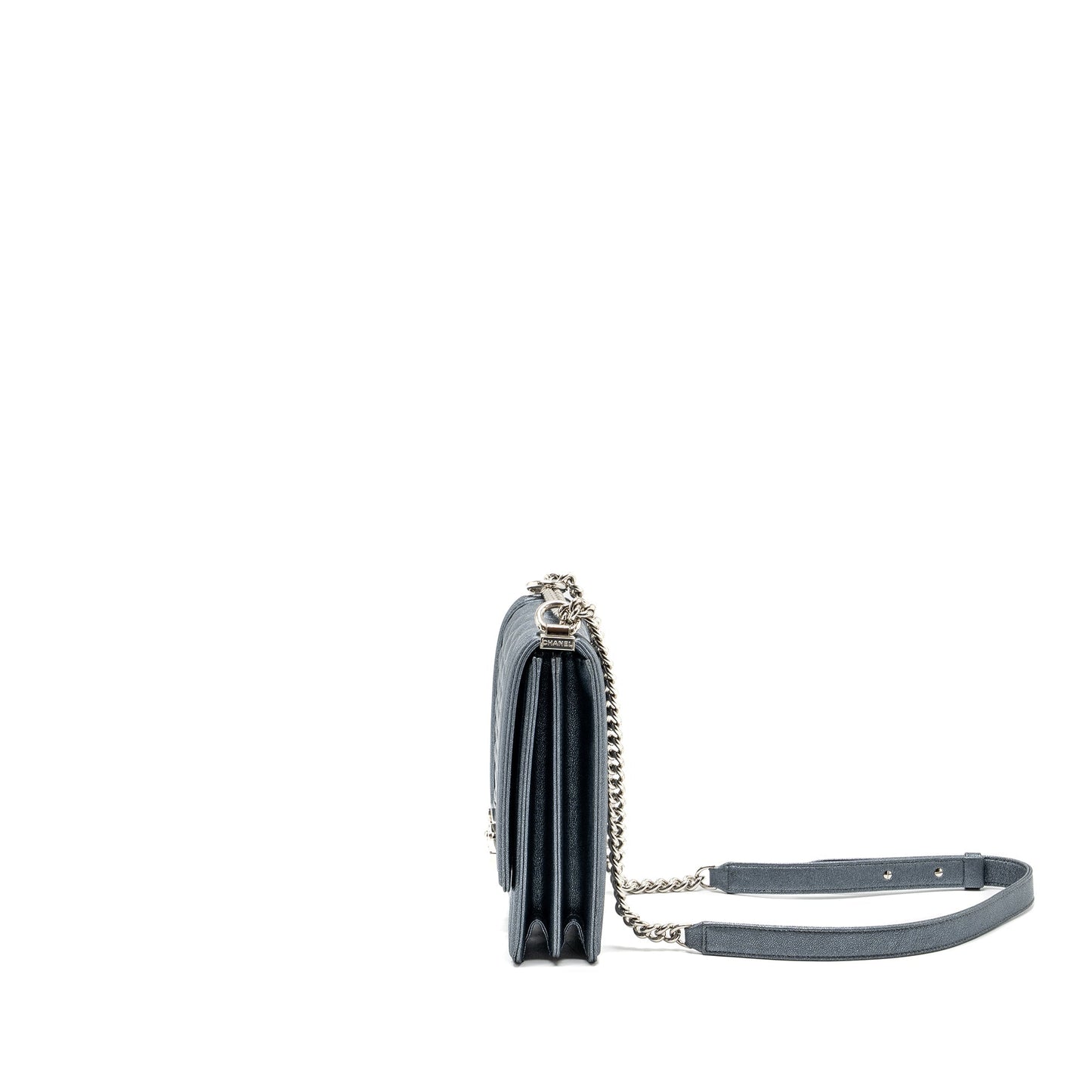 Chanel North South Boy Bag caviar metallic grey