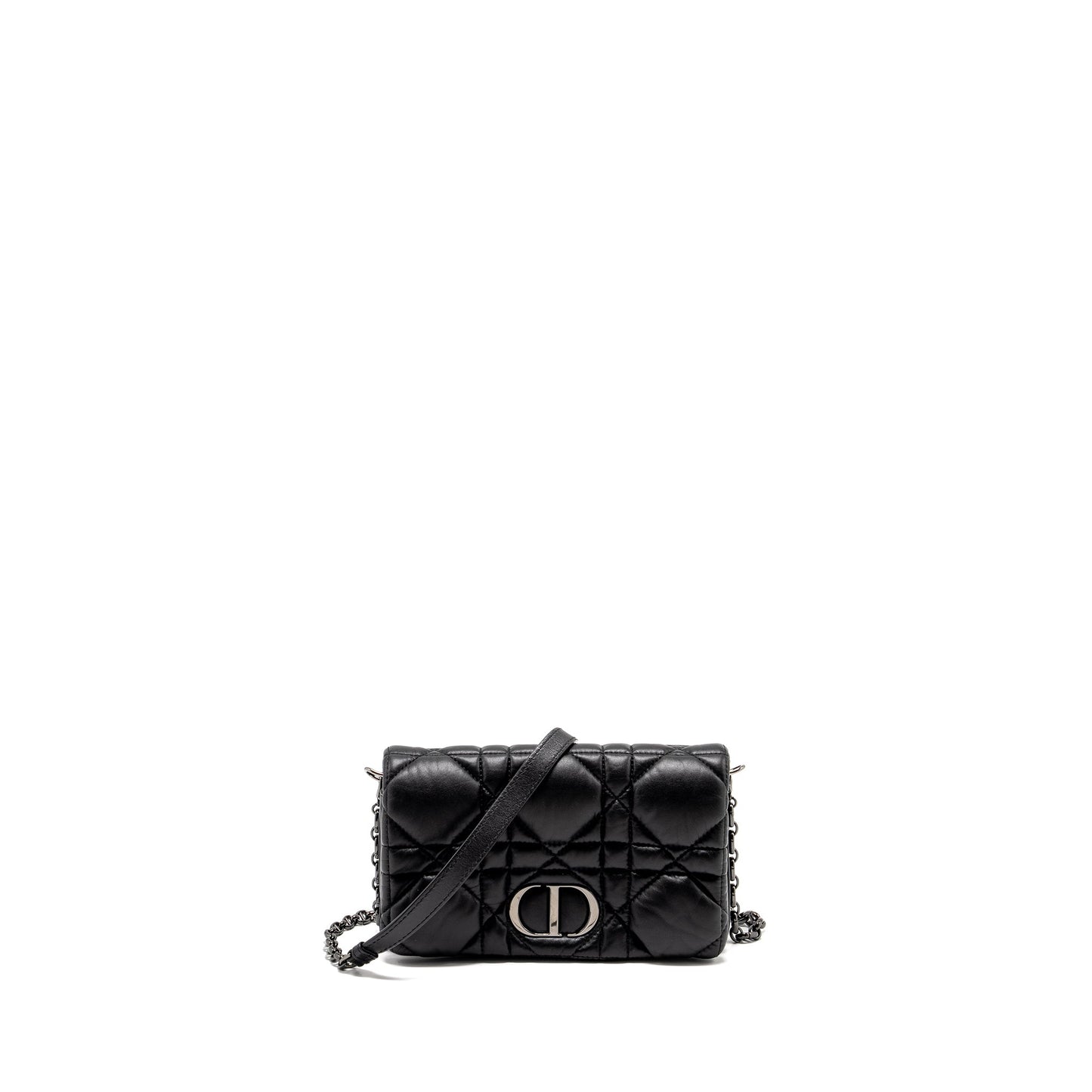 Dior Mini Caro Flap Purse Calfskin Black/ Black Hardware