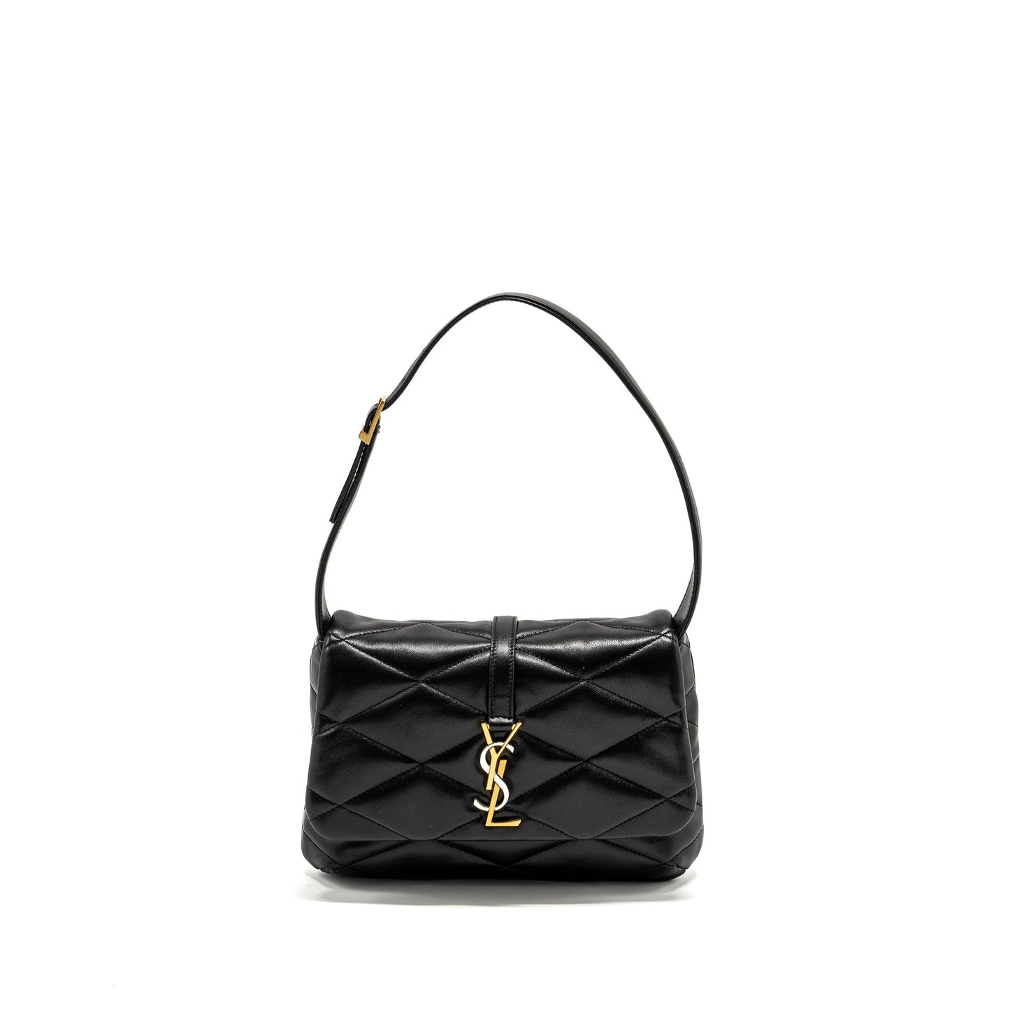 Saint Laurent/ 57 Quilted Hobo Mini Purse Lambskin Black Multicolour Hardware