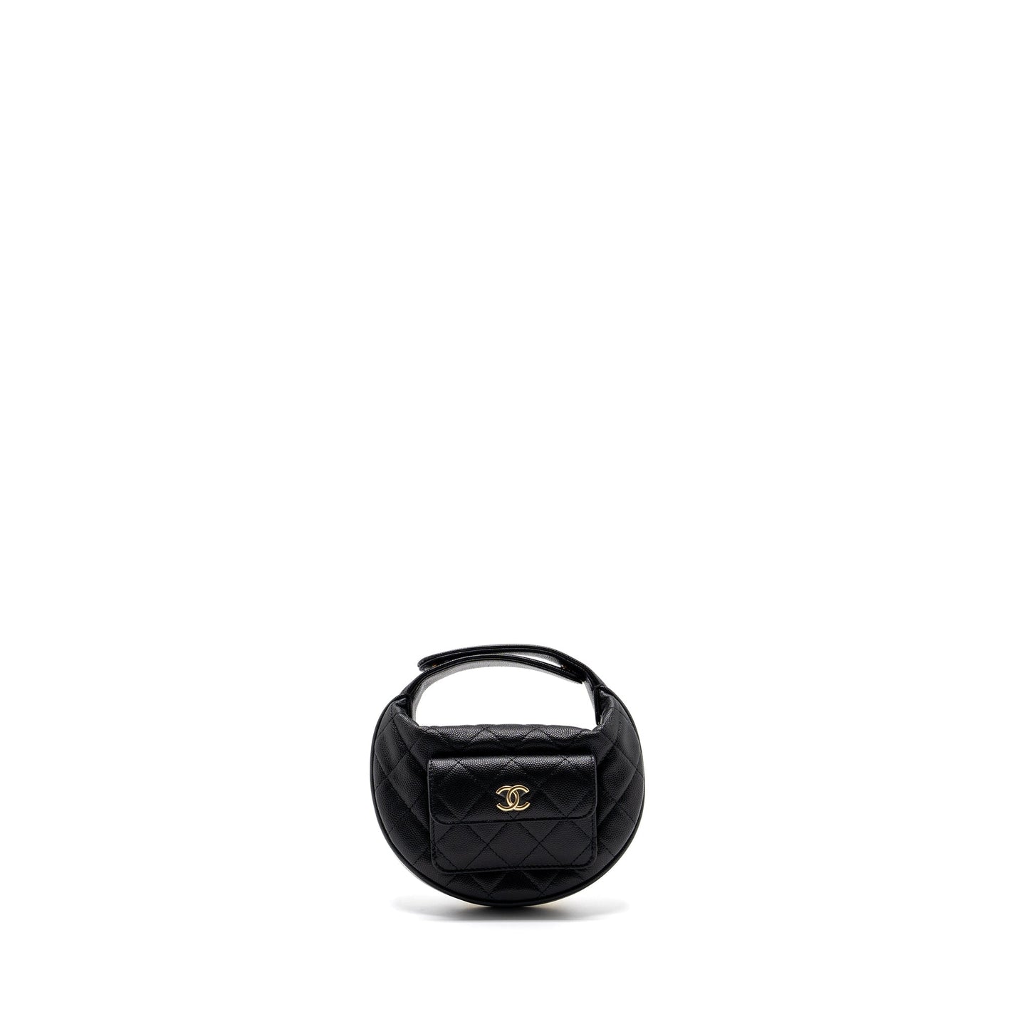 Chanel 23B round clutch caviar black  (microchip)