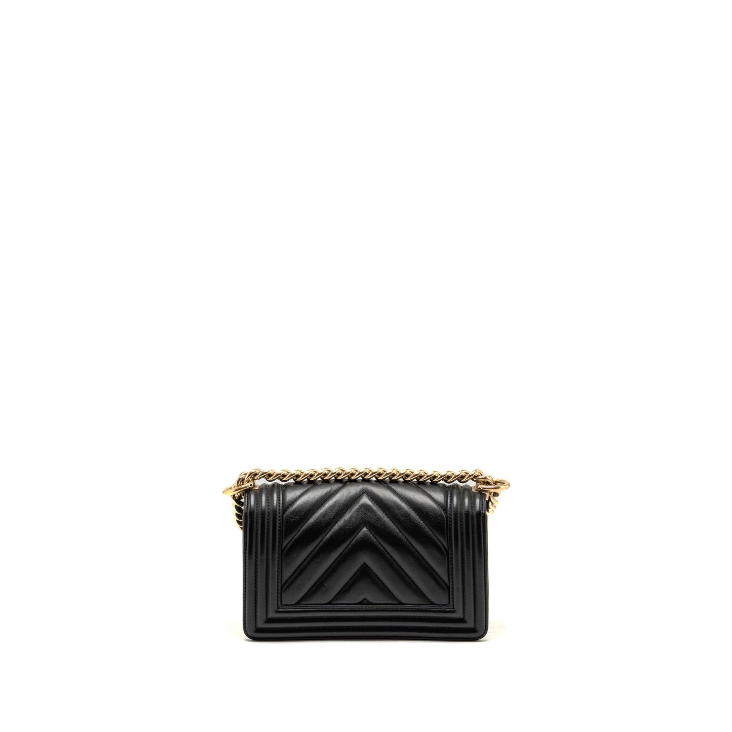 Chanel Small Chevron Boy Bag Lambskin Black L