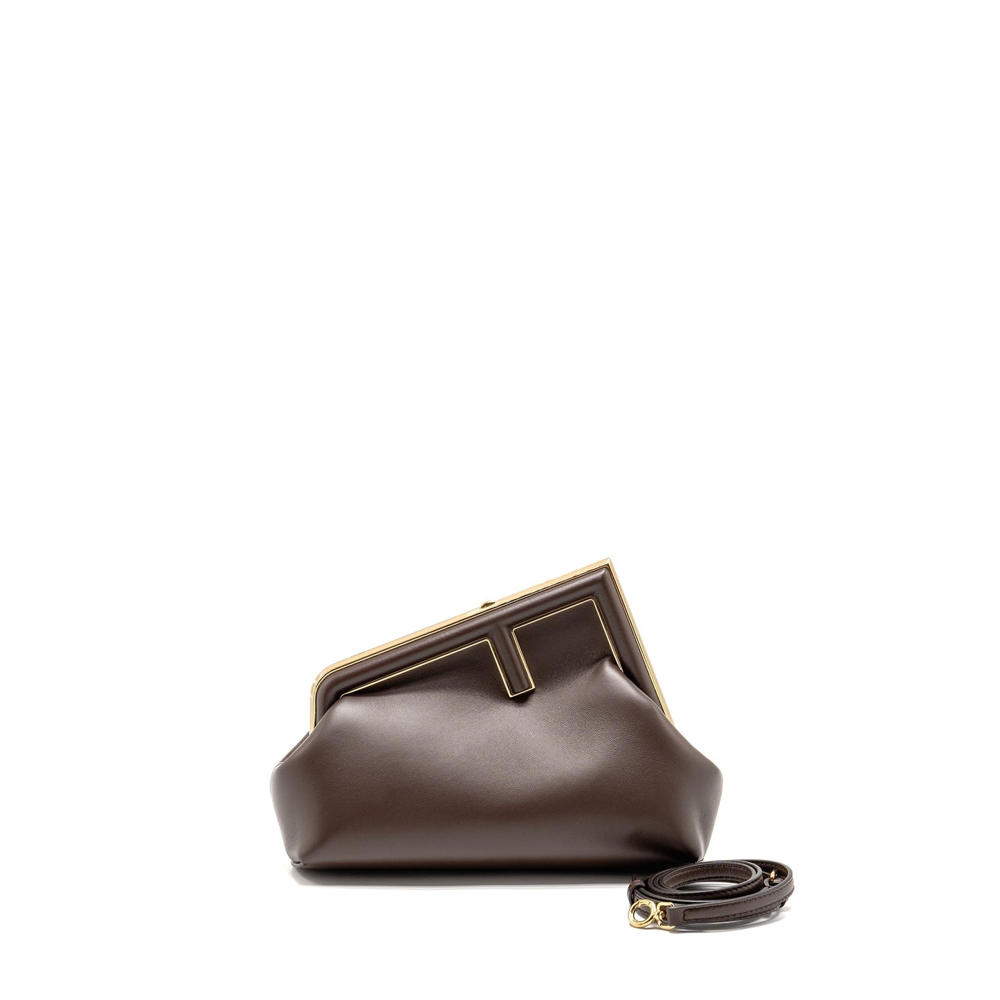 Fendi Small Fendi First Clutch Purse Nappa Brown