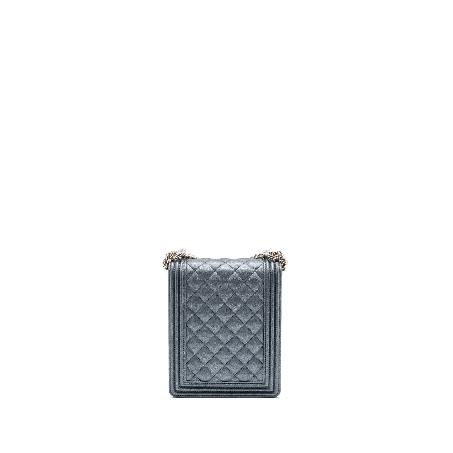 Chanel North South Boy Bag caviar metallic grey