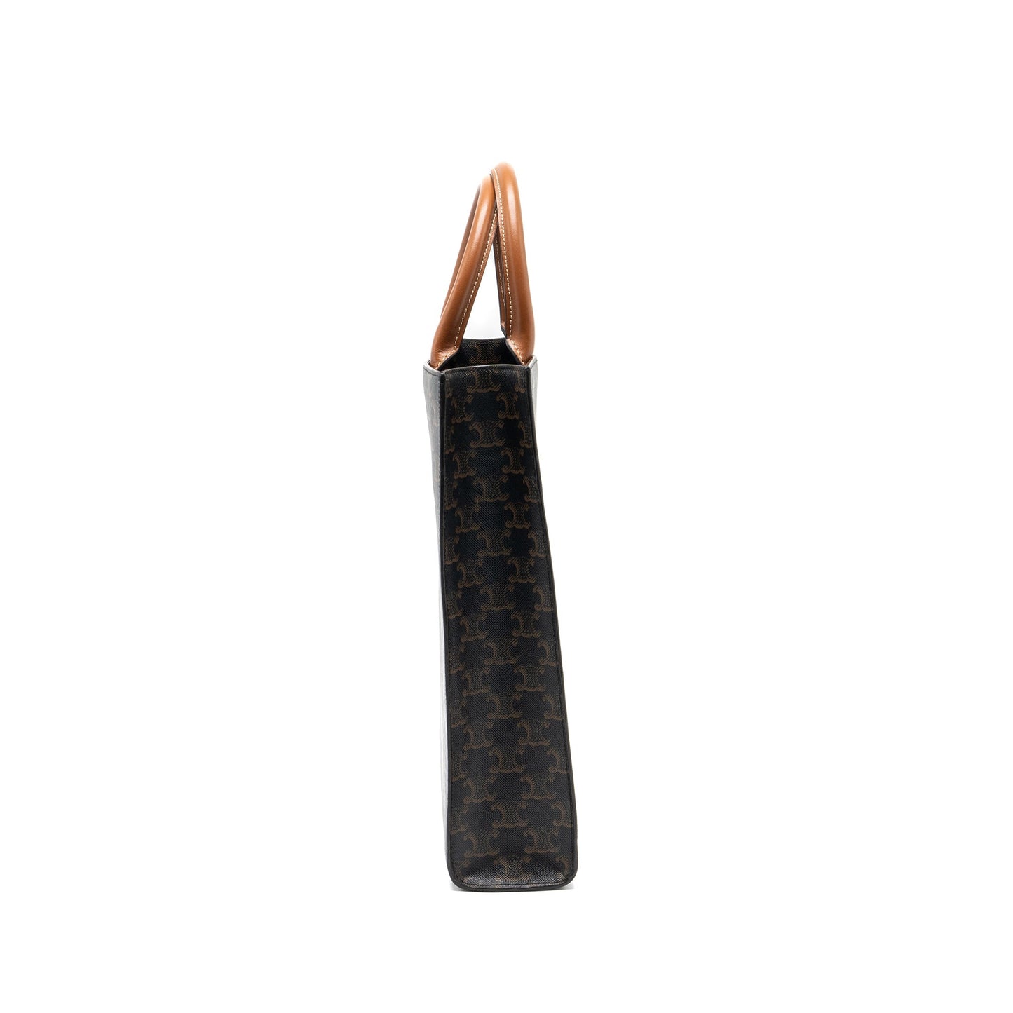 Celine Small Cabas Vertical In Triomphe Canvas/Calfskin Tan