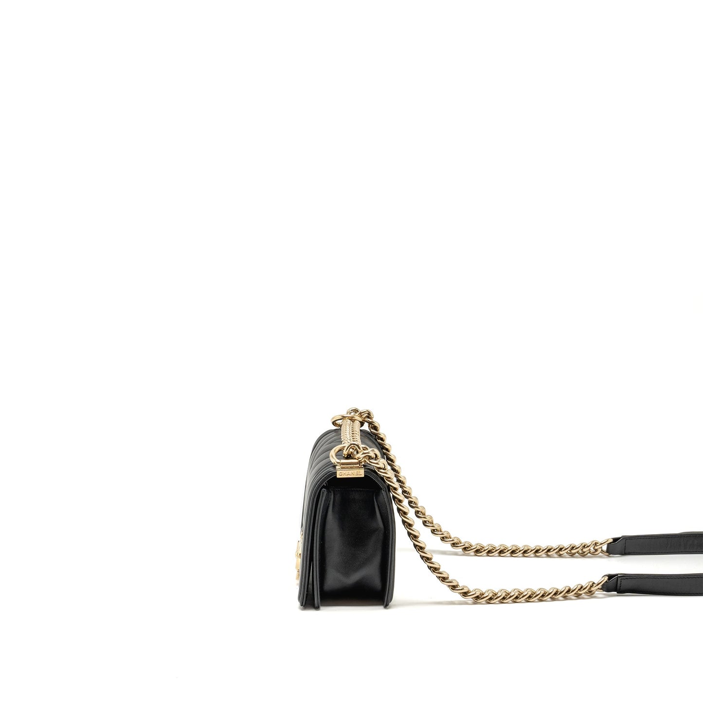 Chanel Small Chevron Boy Bag Lambskin Black L