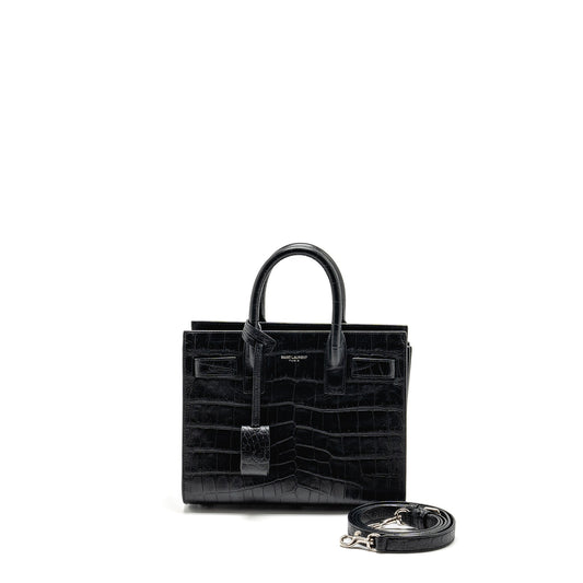Saint Laurent Nano Sac De jour Crocodile-Embossed calfskin black