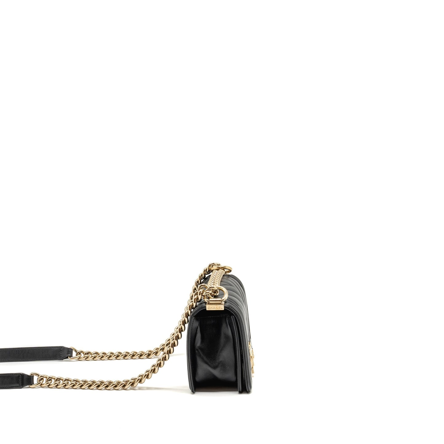 Chanel Small Chevron Boy Bag Lambskin Black L