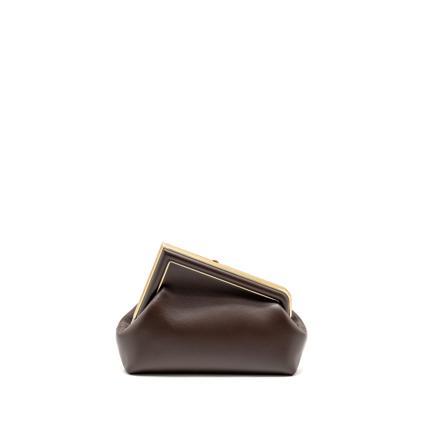 Fendi Small Fendi First Clutch Purse Nappa Brown