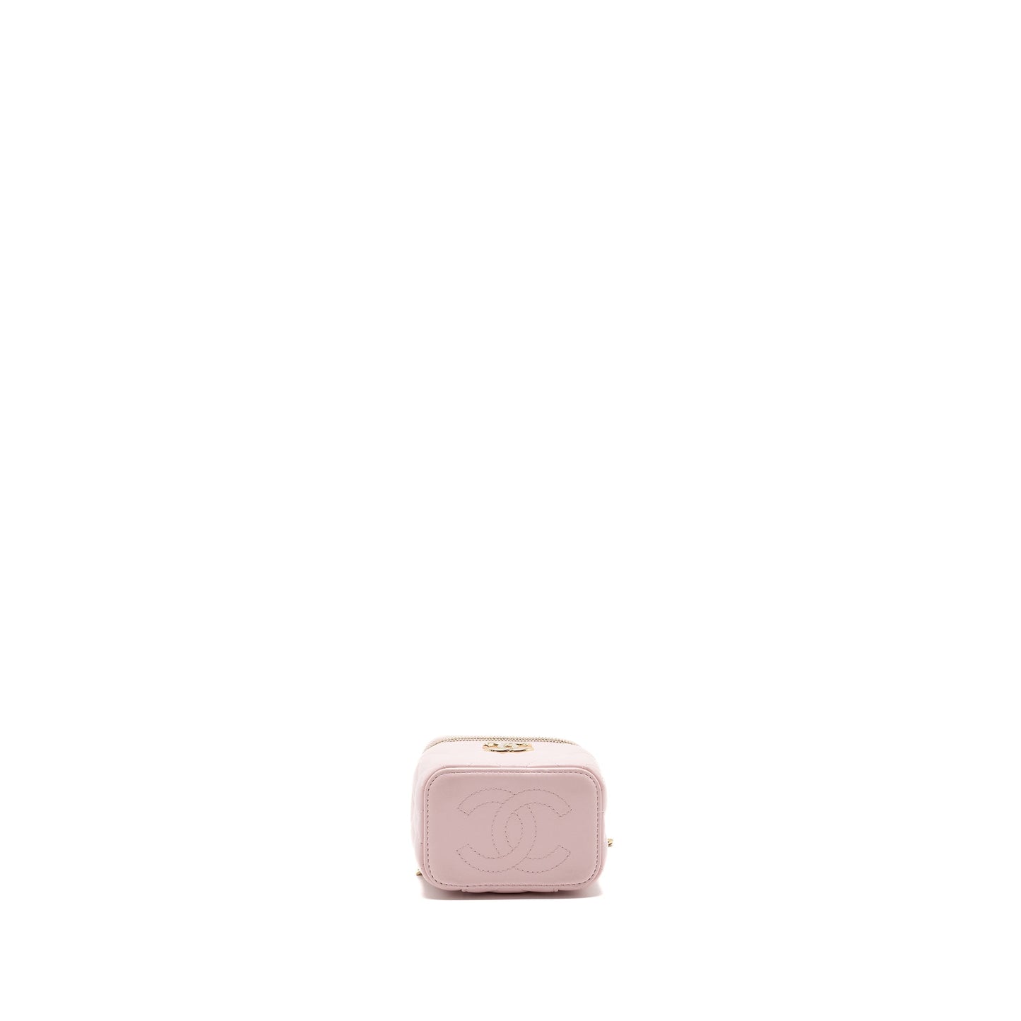 Chanel mini vanity with giant chain lambskin light pink L