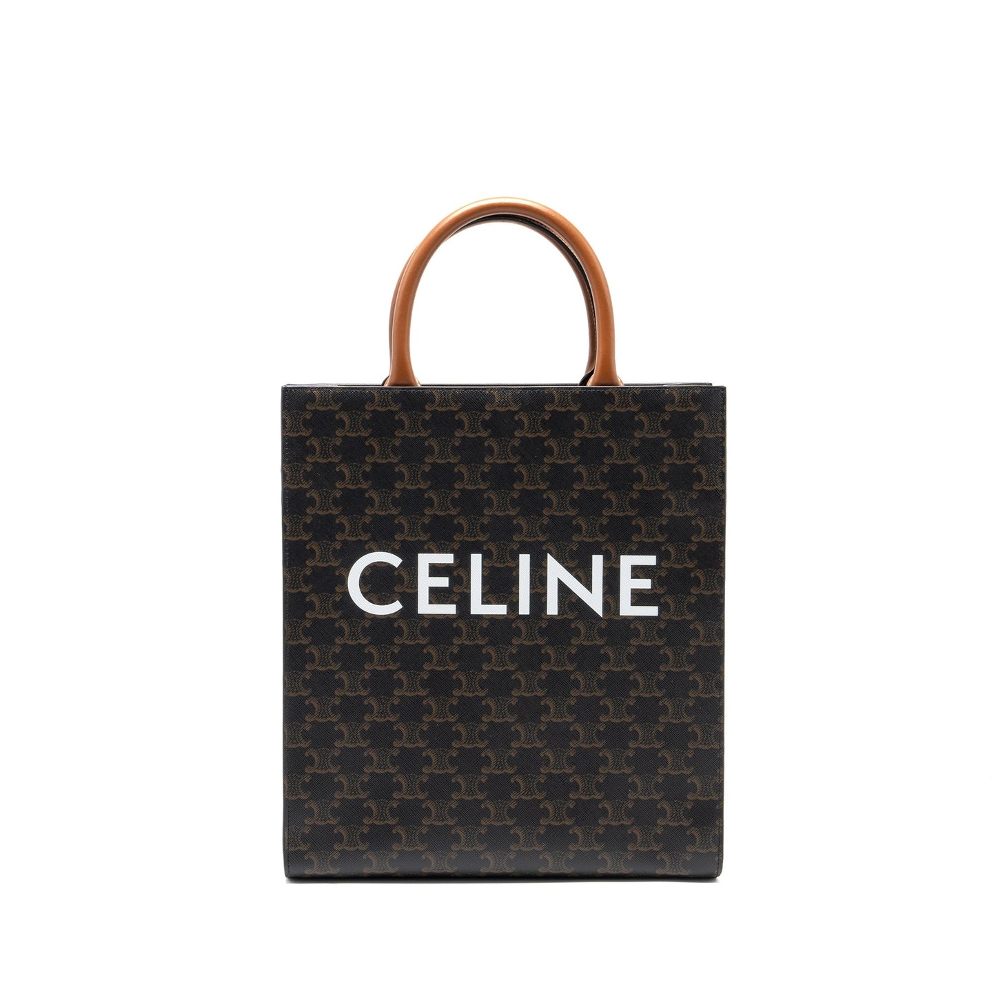 Celine Small Cabas Vertical In Triomphe Canvas/Calfskin Tan