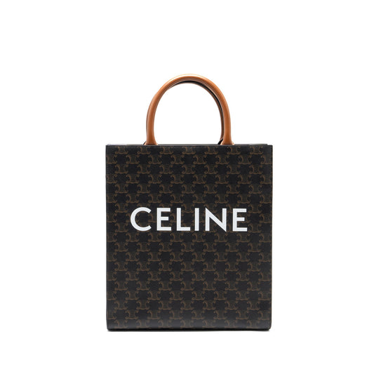 Celine Small Cabas Vertical In Triomphe Canvas/Calfskin Tan