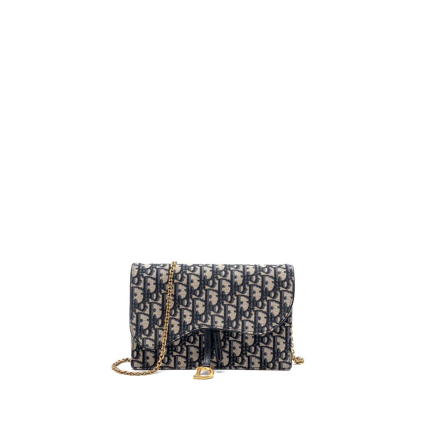 Dior Saddle Flap Purse Blue Dior Oblique Embroidery