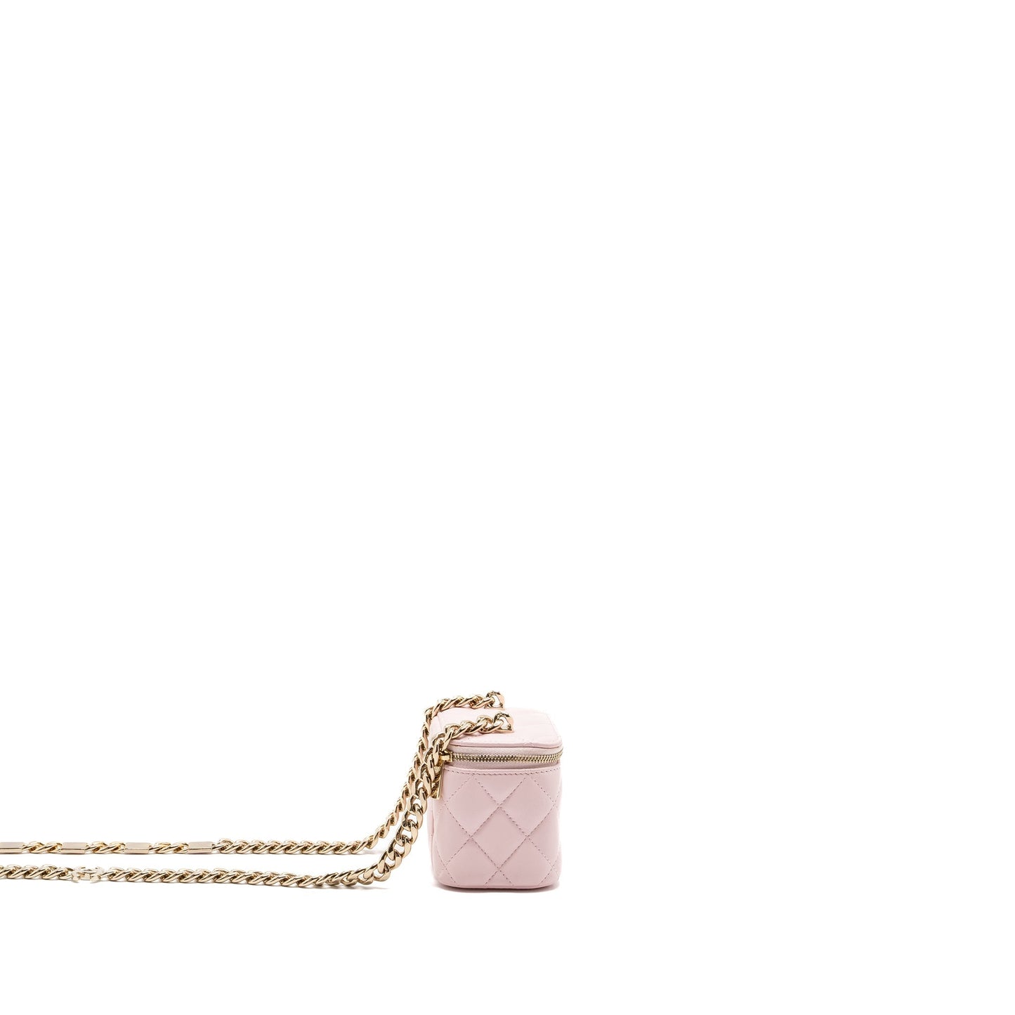 Chanel mini vanity with giant chain lambskin light pink L