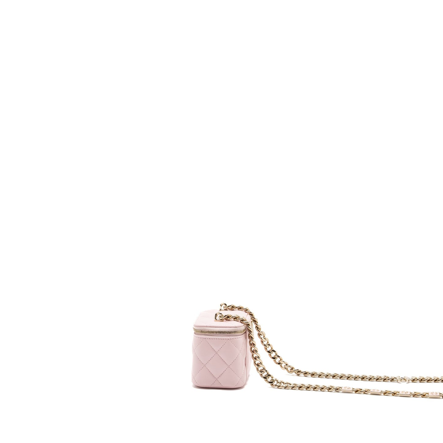 Chanel mini vanity with giant chain lambskin light pink L
