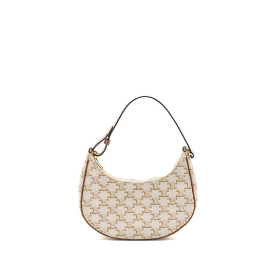 Celine Ava Purse Triomphe Canvas/Calfskin White