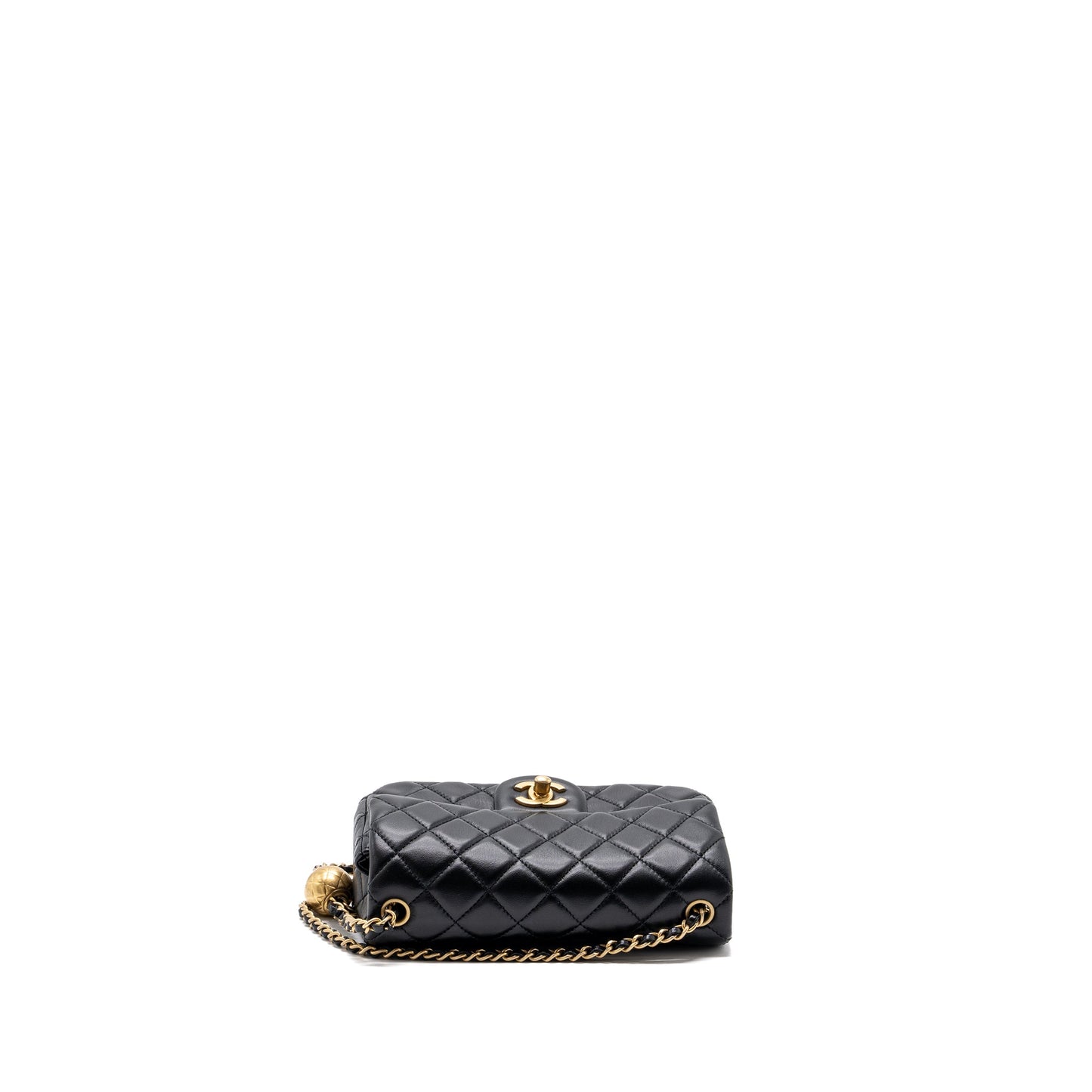 Chanel Pearl Crush Mini Rectangular Flap Bag Lambskin Black