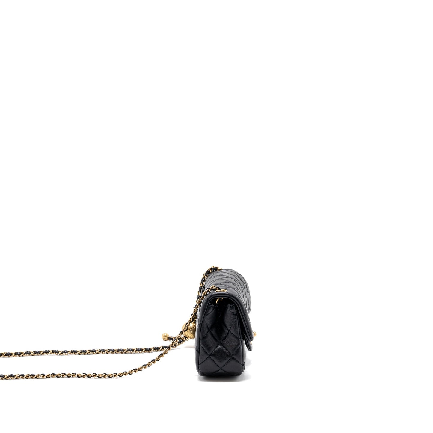 Chanel Pearl Crush Mini Rectangular Flap Bag Lambskin Black