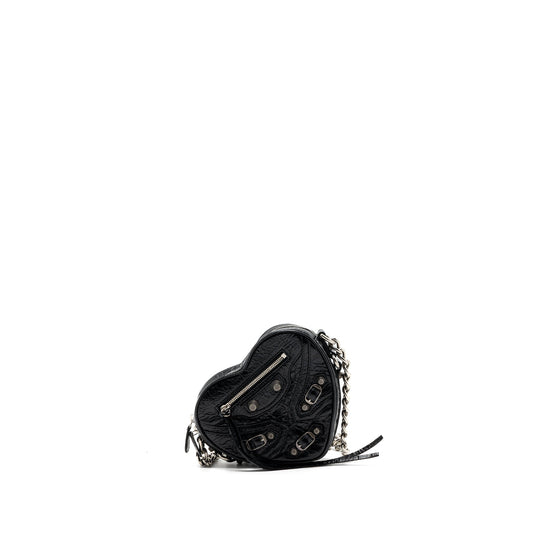 Balenciaga Le Gagole Heart Mini Purse Arena Lambskin Black Ruthenium Hardware