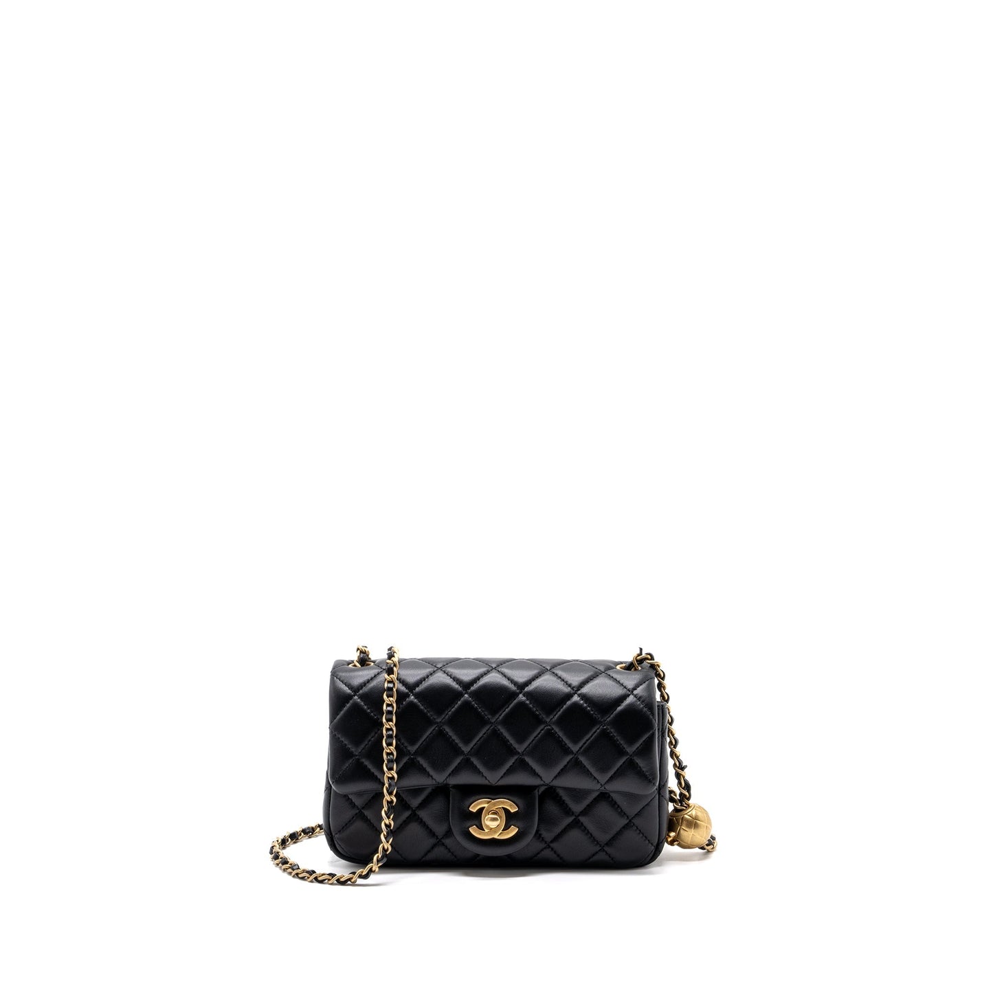 Chanel Pearl Crush Mini Rectangular Flap Bag Lambskin Black