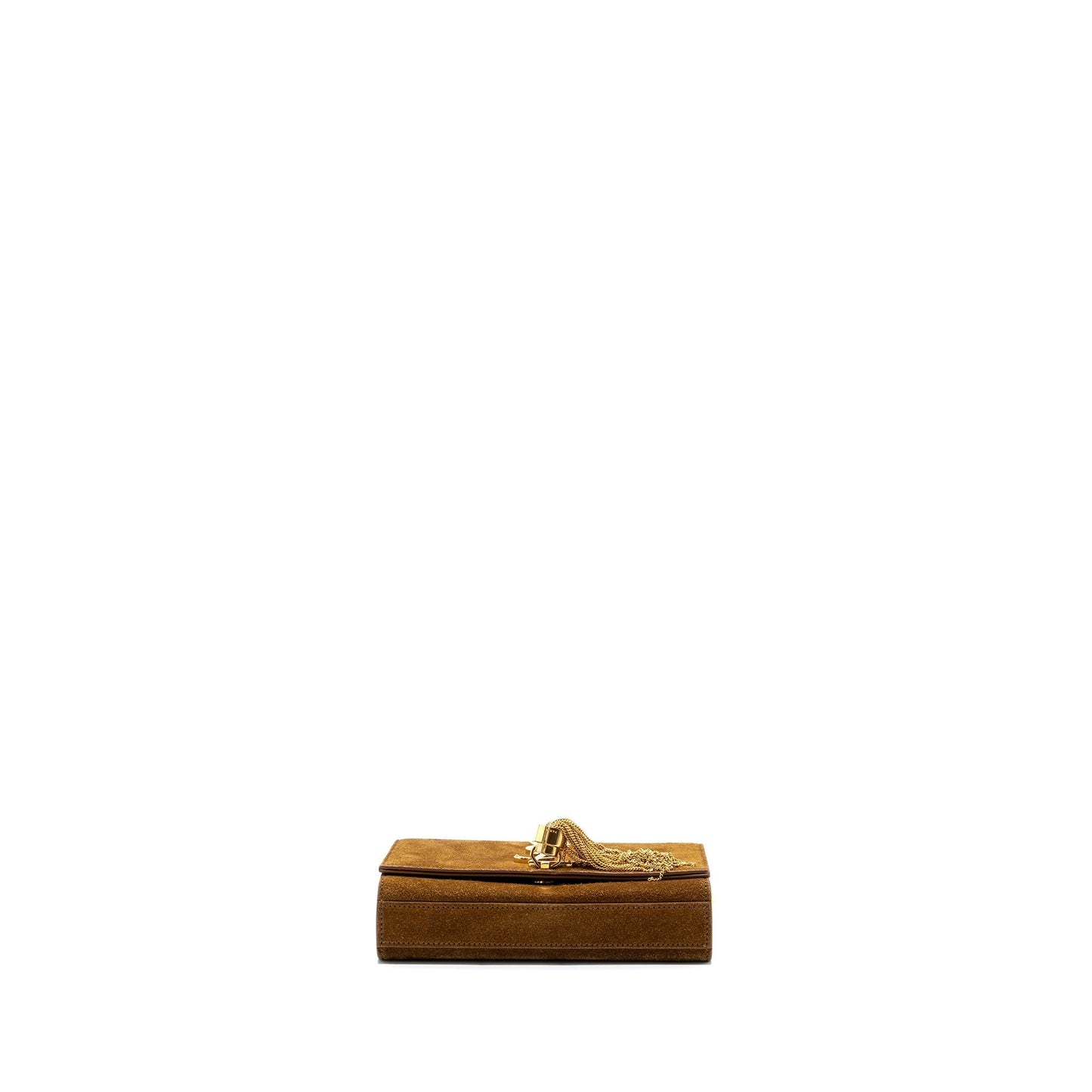 Saint Laurent Kate Chain Wallet with Tassel Suede Brown