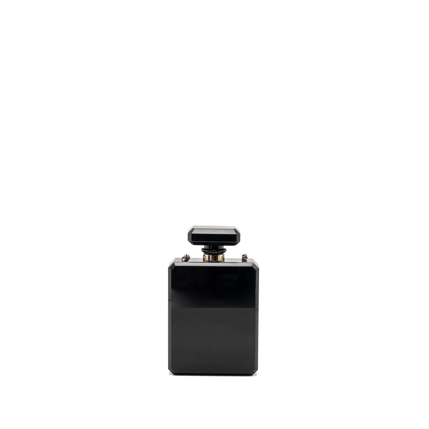 Chanel 17A Perfume Bottle Clutch Evening Bag Black / Bronze L