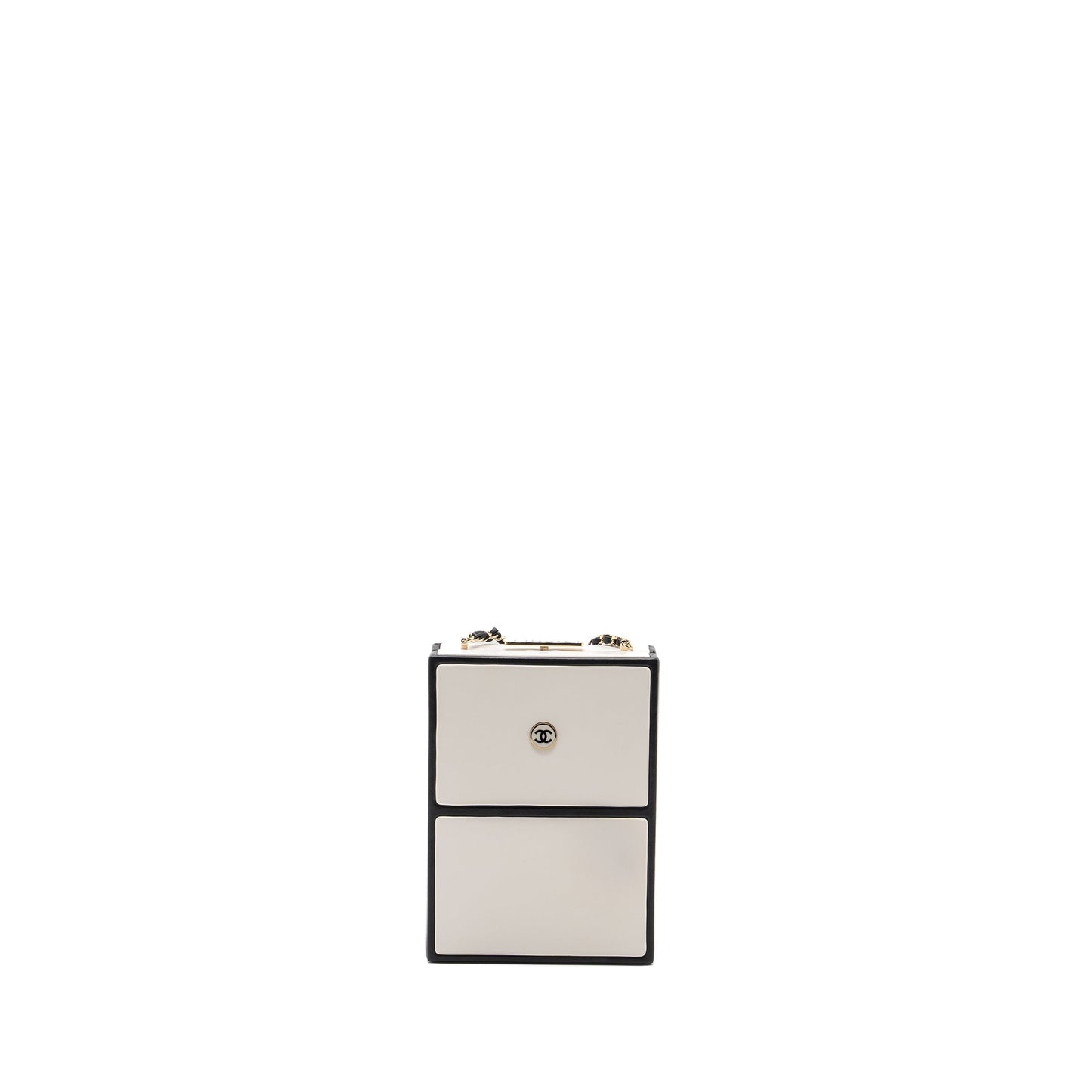 Chanel 21s Perfume Bottle Evening Bag Lambskin Black/White L