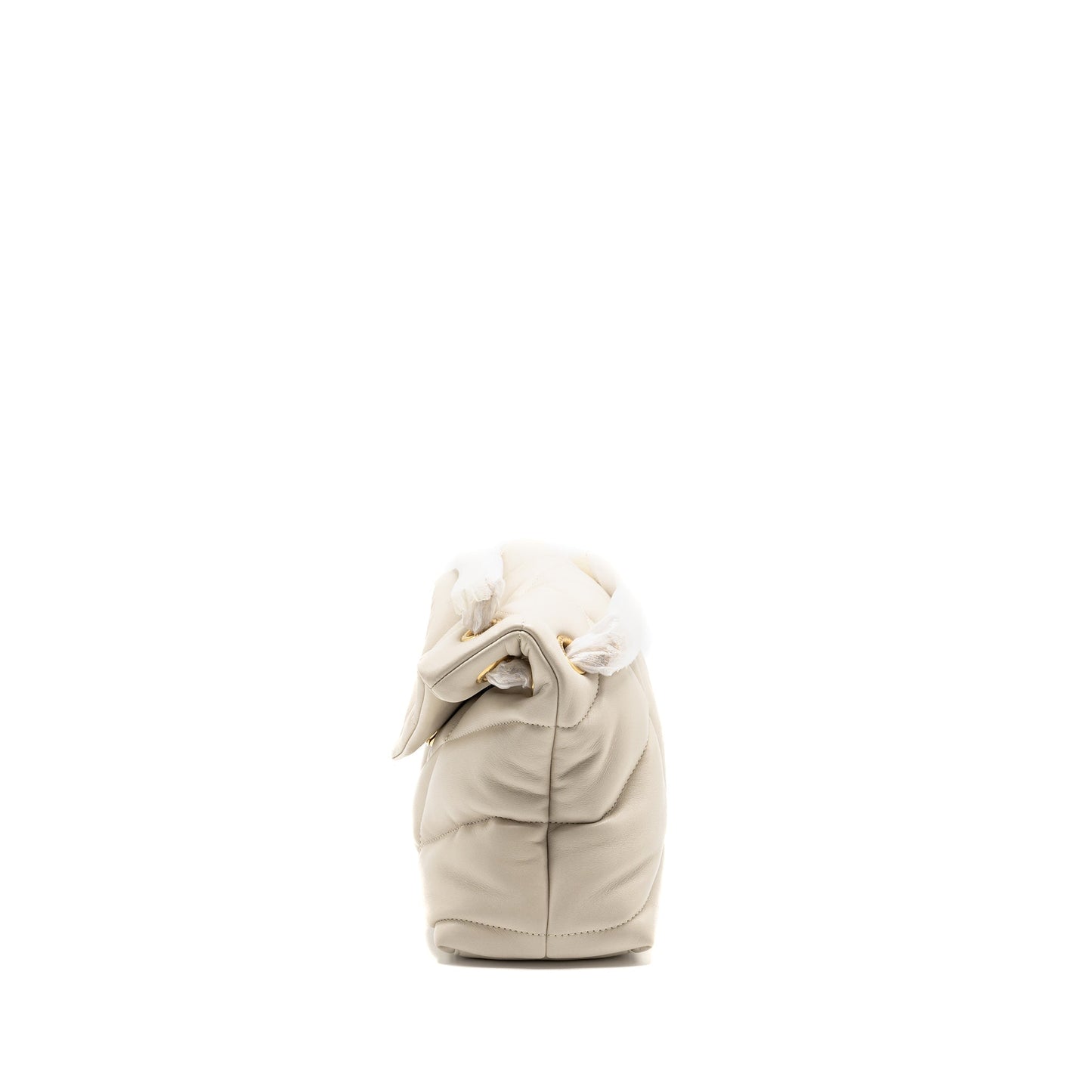 Saint Laurent/ Small Loulou Puffer Mini Purse Lambskin Blanc Vintage
