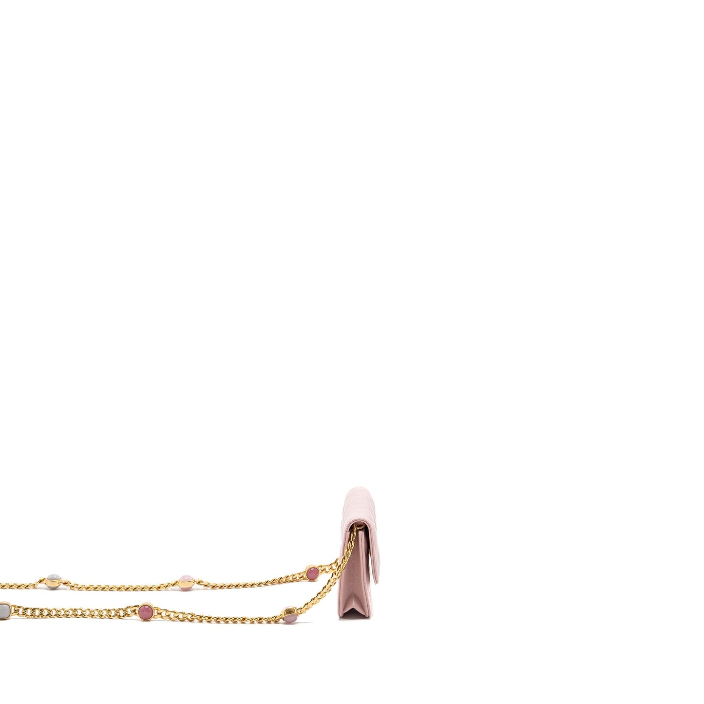 Chanel mini flap card holder with chain limited edition lambskin light pink  (microchip)