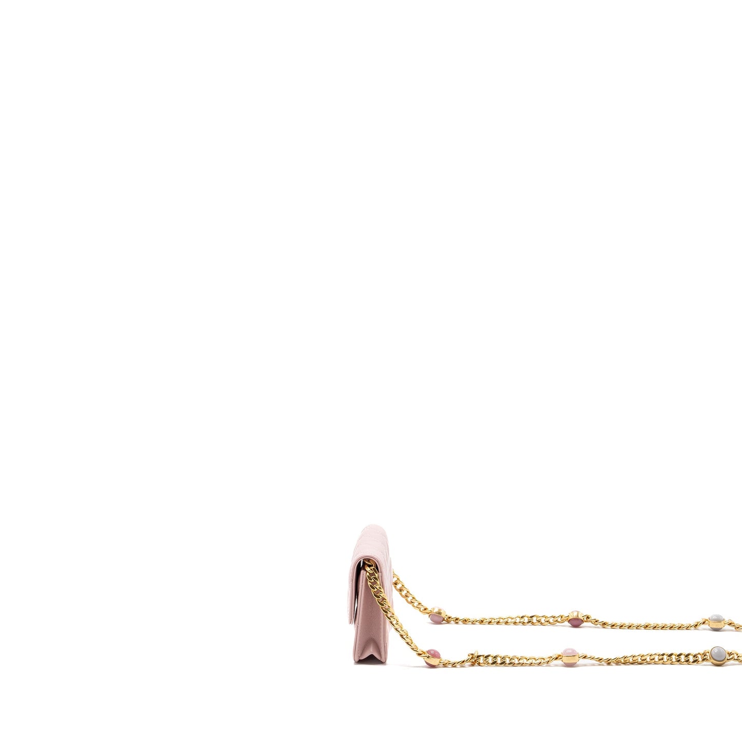 Chanel mini flap card holder with chain limited edition lambskin light pink  (microchip)