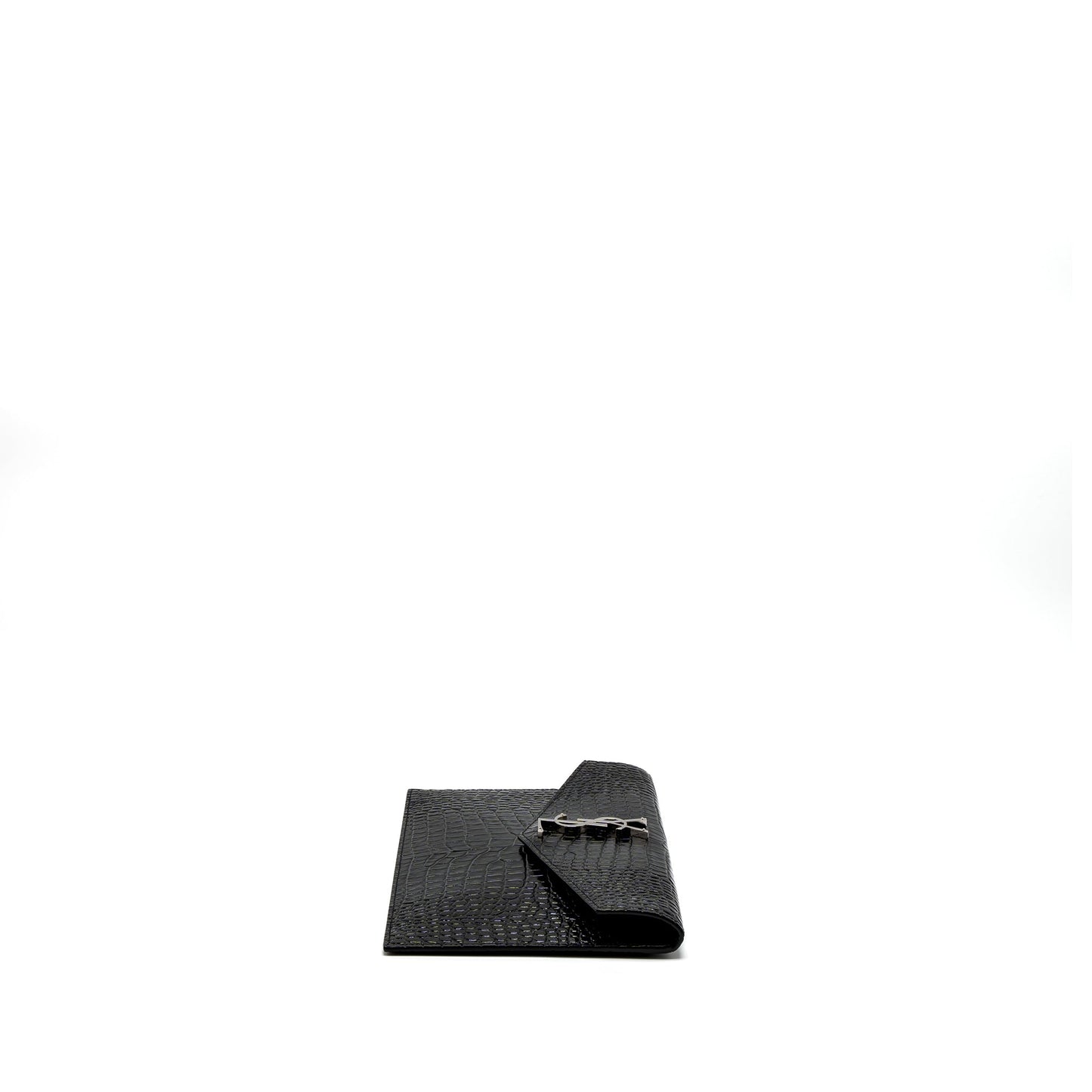 Saint Laurent/ Uptown Pouch Crocodile-Embossed Calfskin Black