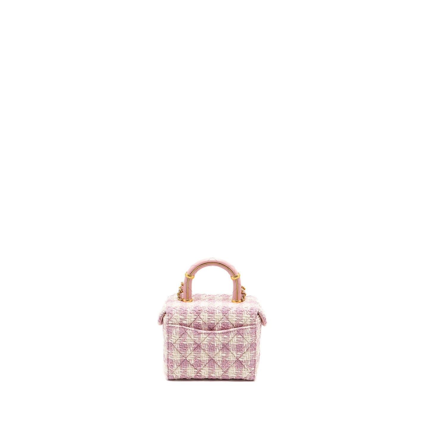 Chanel top handle vanity bag with chain tweed pink  (Microchip)