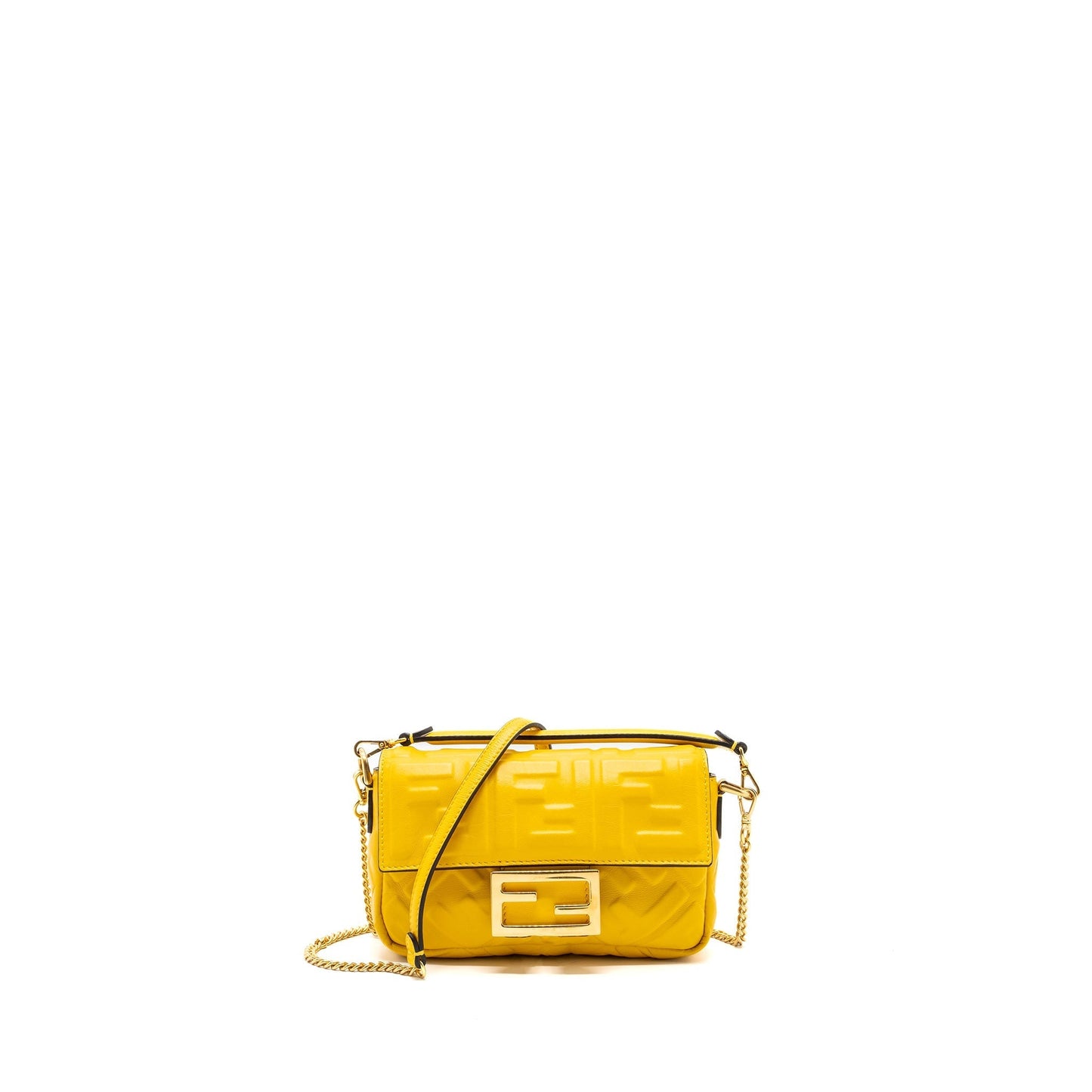 Fendi Mini Baguette Purse Nappa Lambskin Yellow